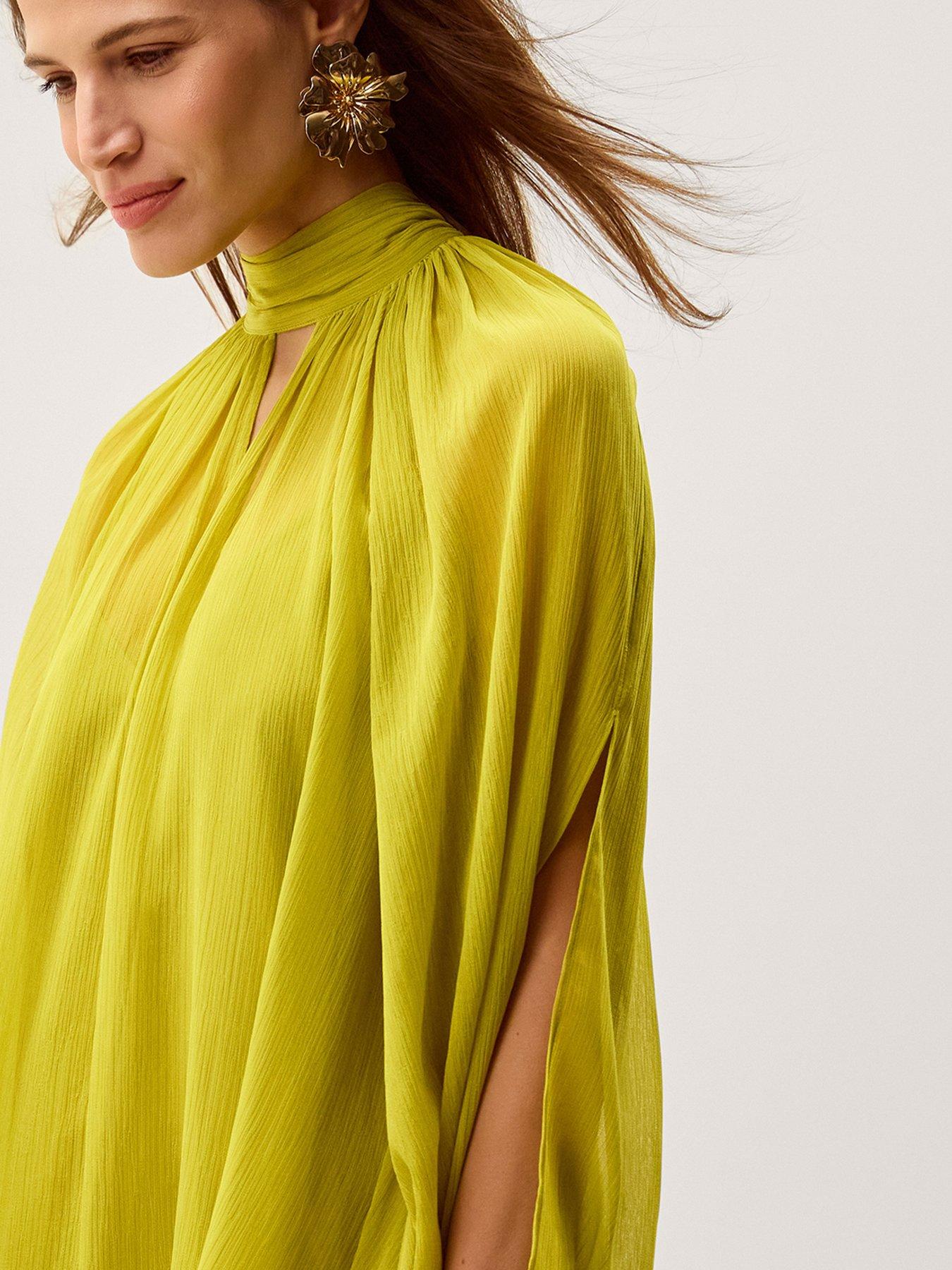 Image 4 of 6 of Monsoon Amelia Scarf Neck Cape Midi Dress - Green