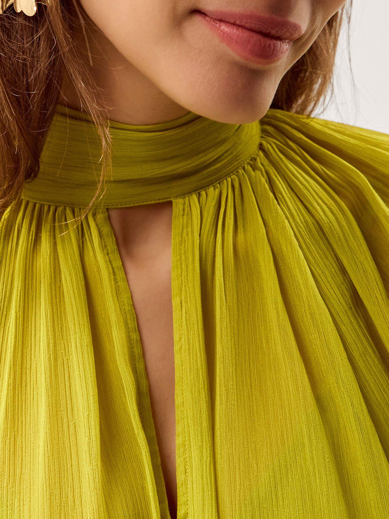 Image 5 of 6 of Monsoon Amelia Scarf Neck Cape Midi Dress - Green