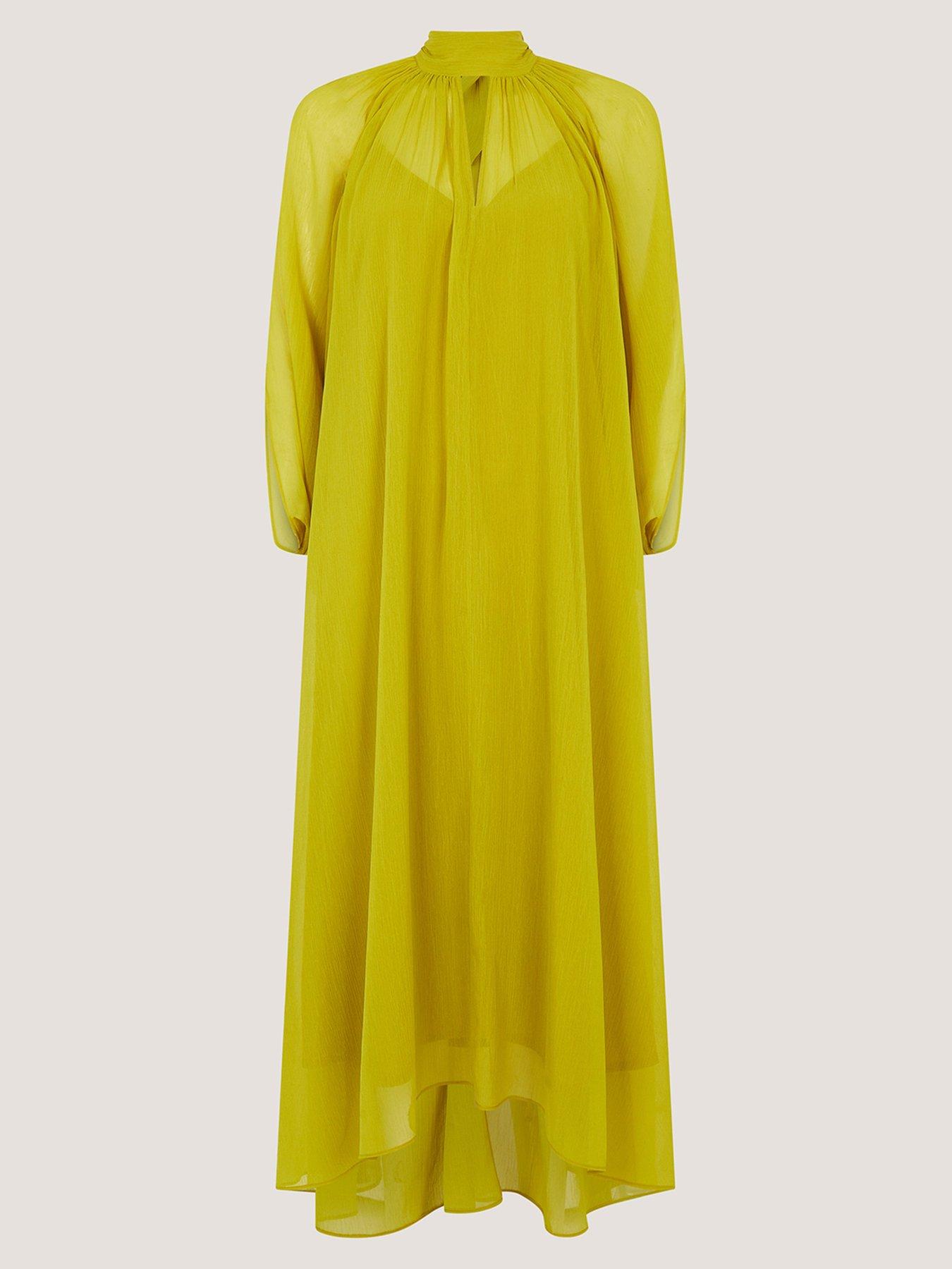 Image 6 of 6 of Monsoon Amelia Scarf Neck Cape Midi Dress - Green
