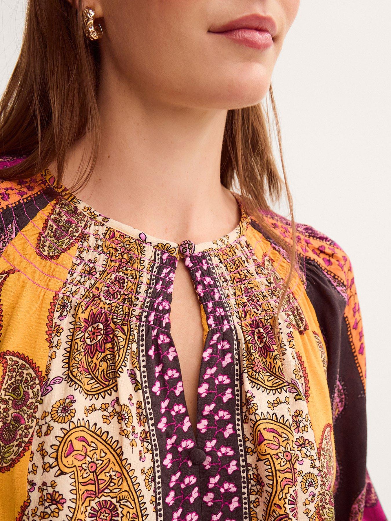 Image 3 of 4 of Monsoon Magdalena Print Top - Pink