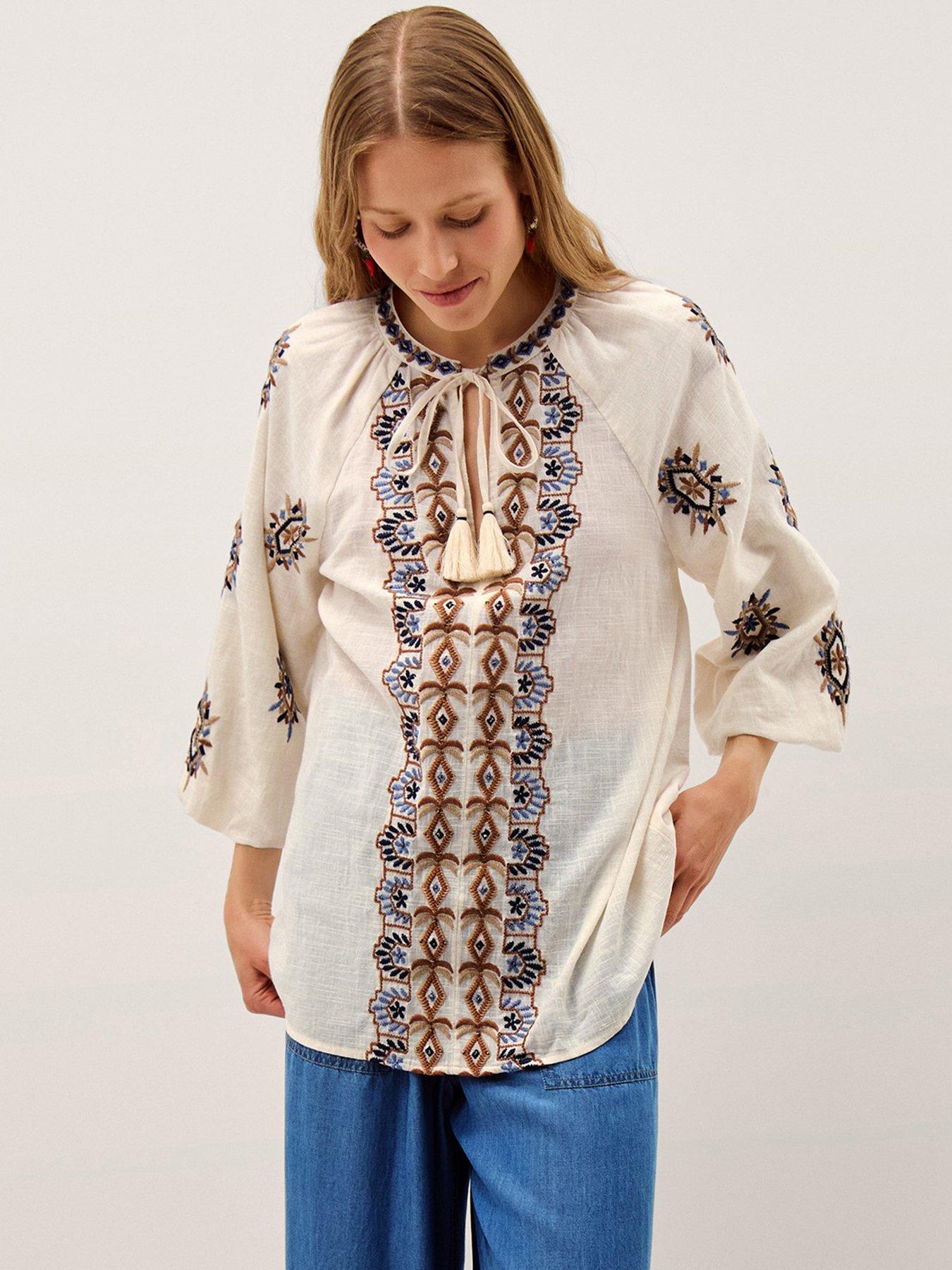 Monsoon Zoey Emb Top - Cream
