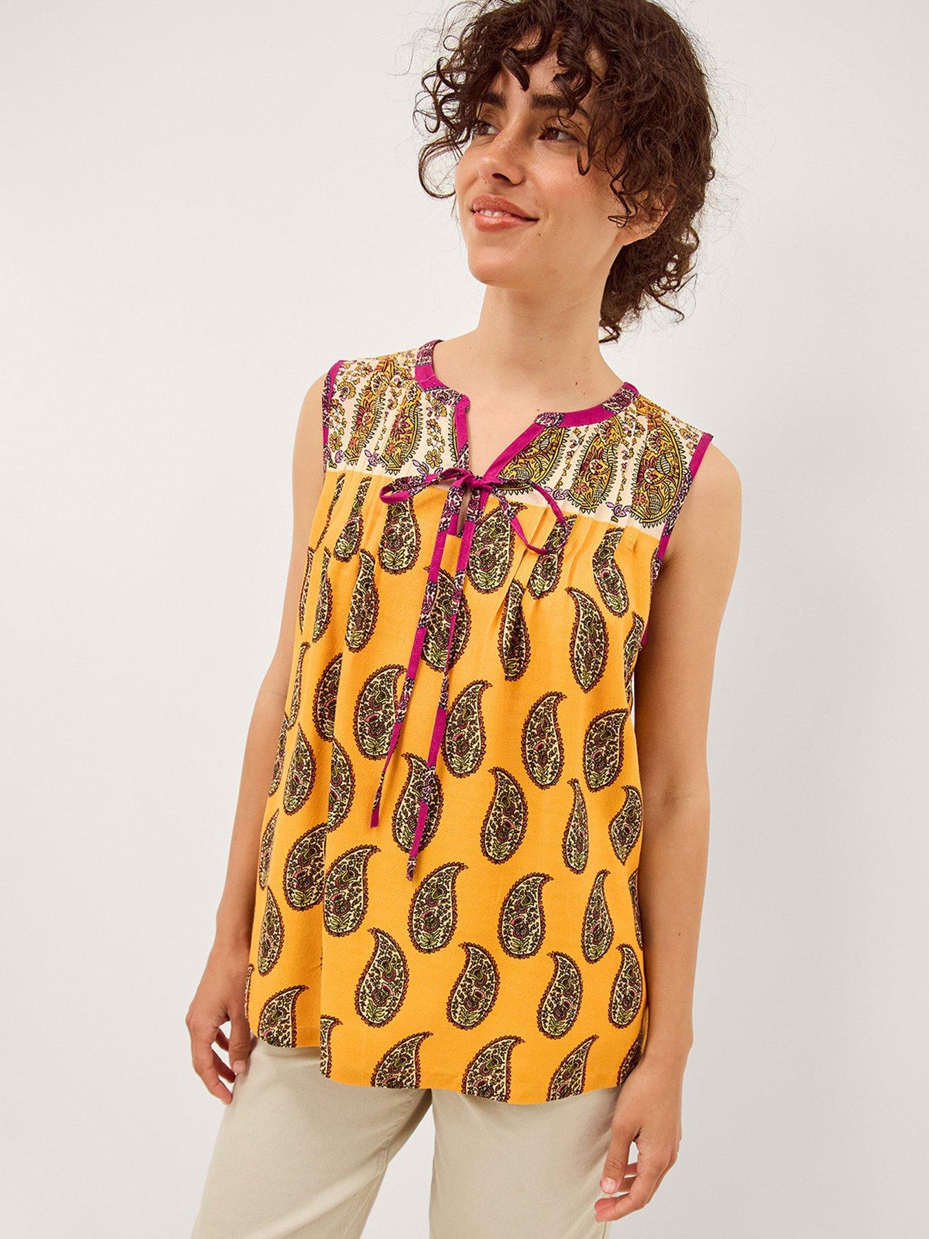 Monsoon Magdalena Sleeveless Paisley Top - Yellow