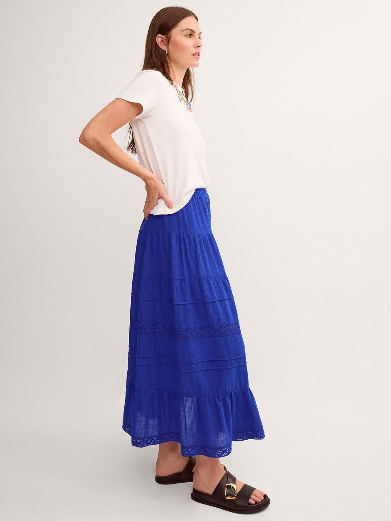 Image 1 of 4 of Monsoon Maria Tiered Maxi Skirt - Cobalt Blue
