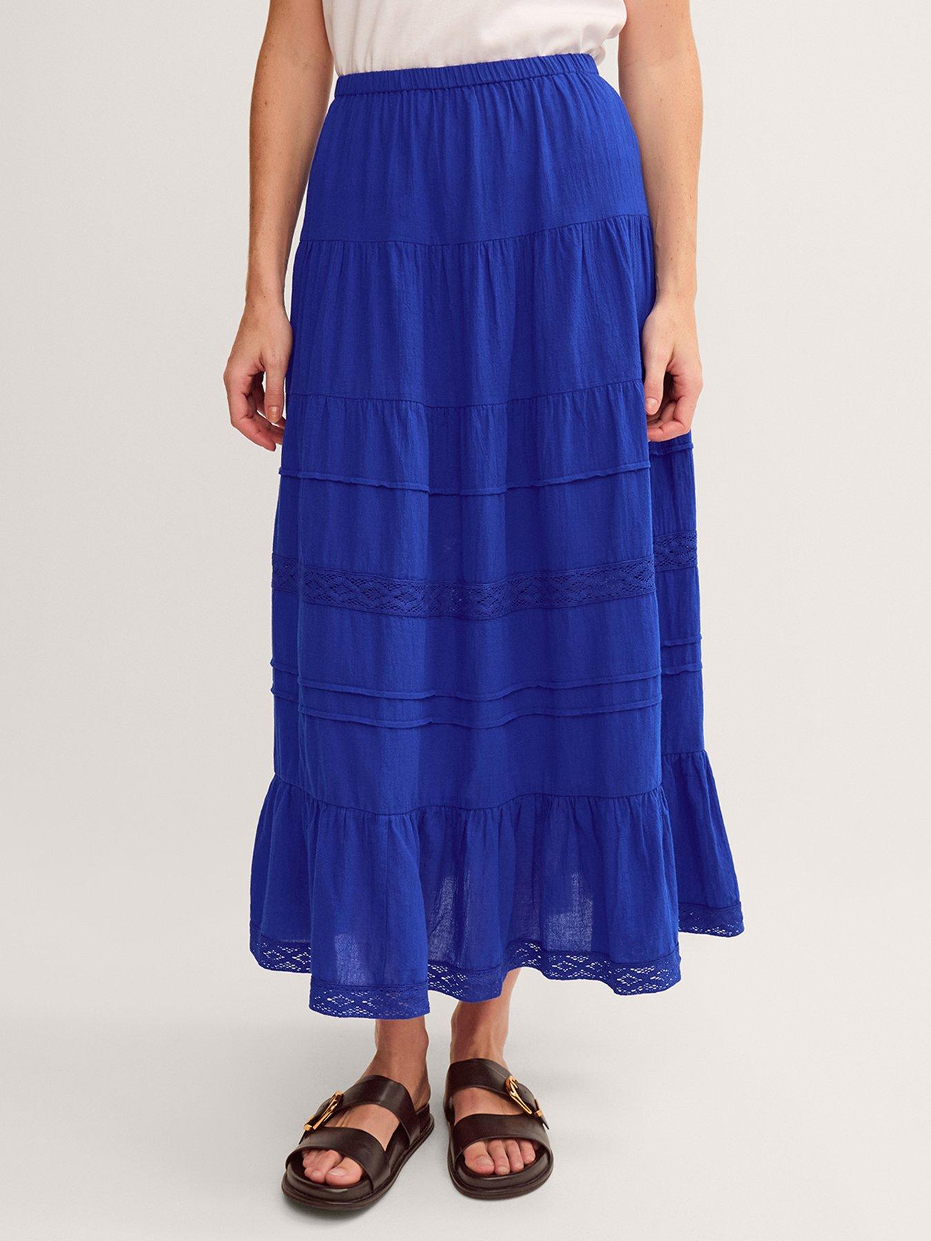 Image 2 of 4 of Monsoon Maria Tiered Maxi Skirt - Cobalt Blue