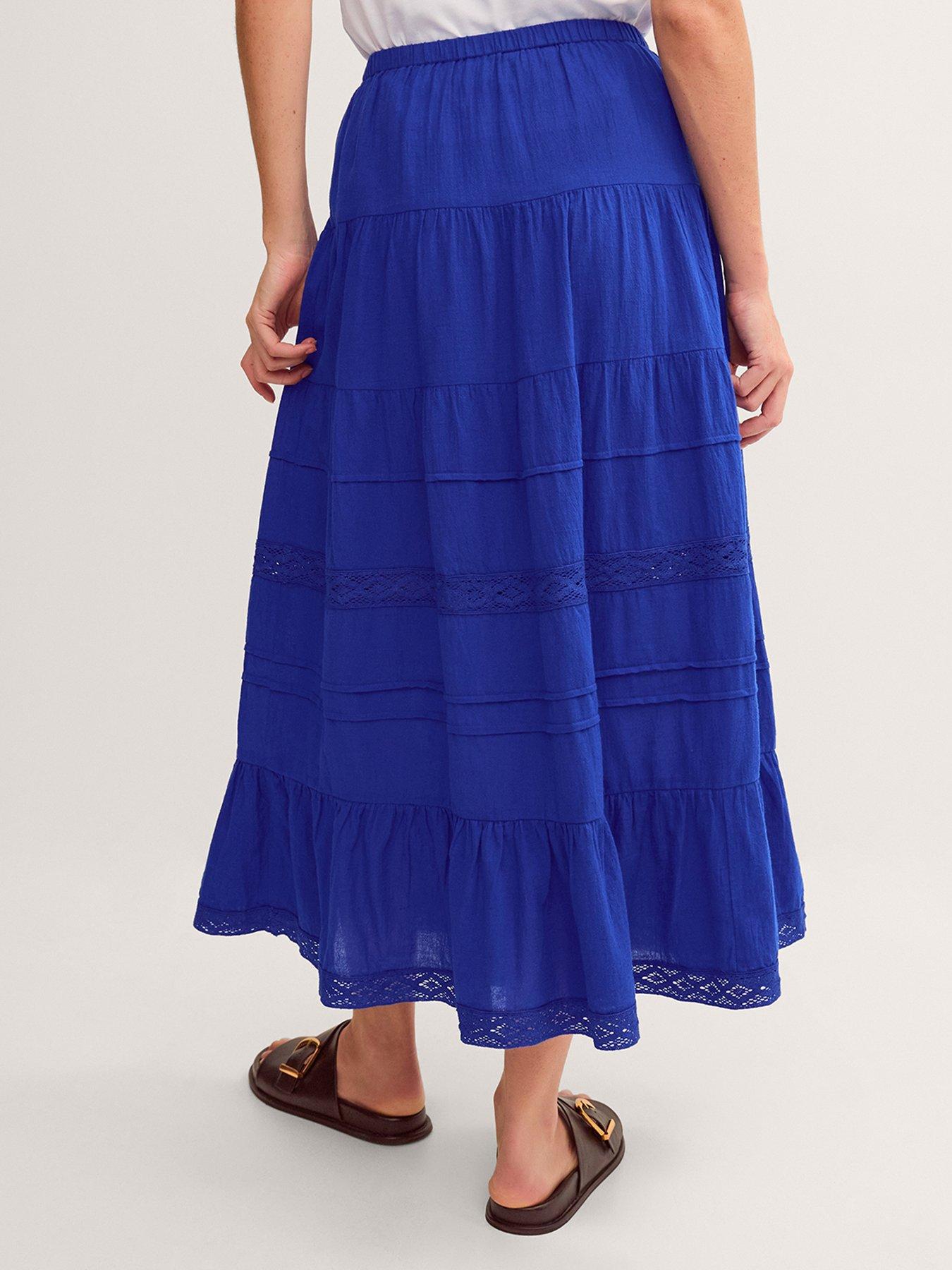 Image 3 of 4 of Monsoon Maria Tiered Maxi Skirt - Cobalt Blue