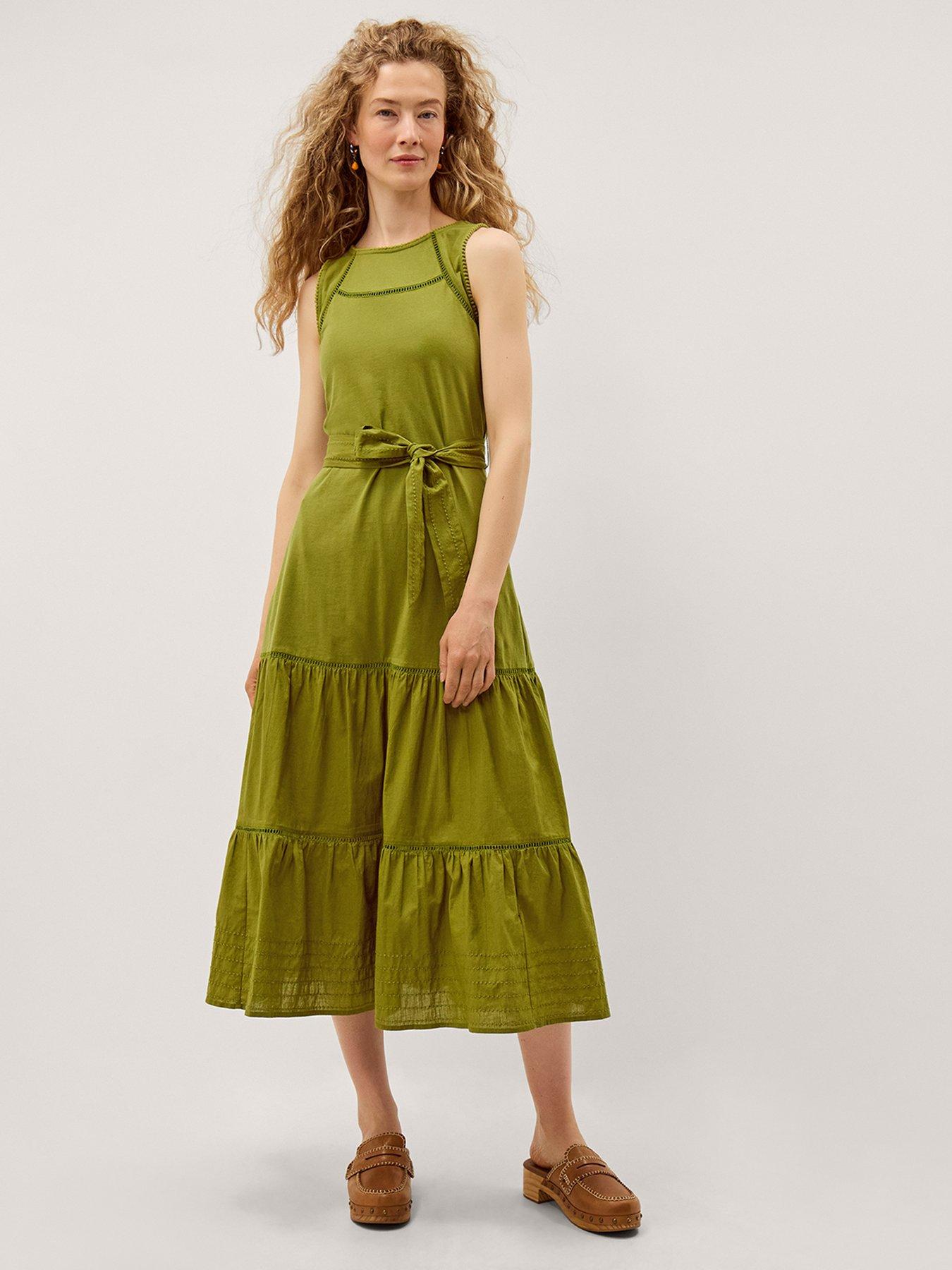 Monsoon Jen Belted Jersey Maxi Dress - Green