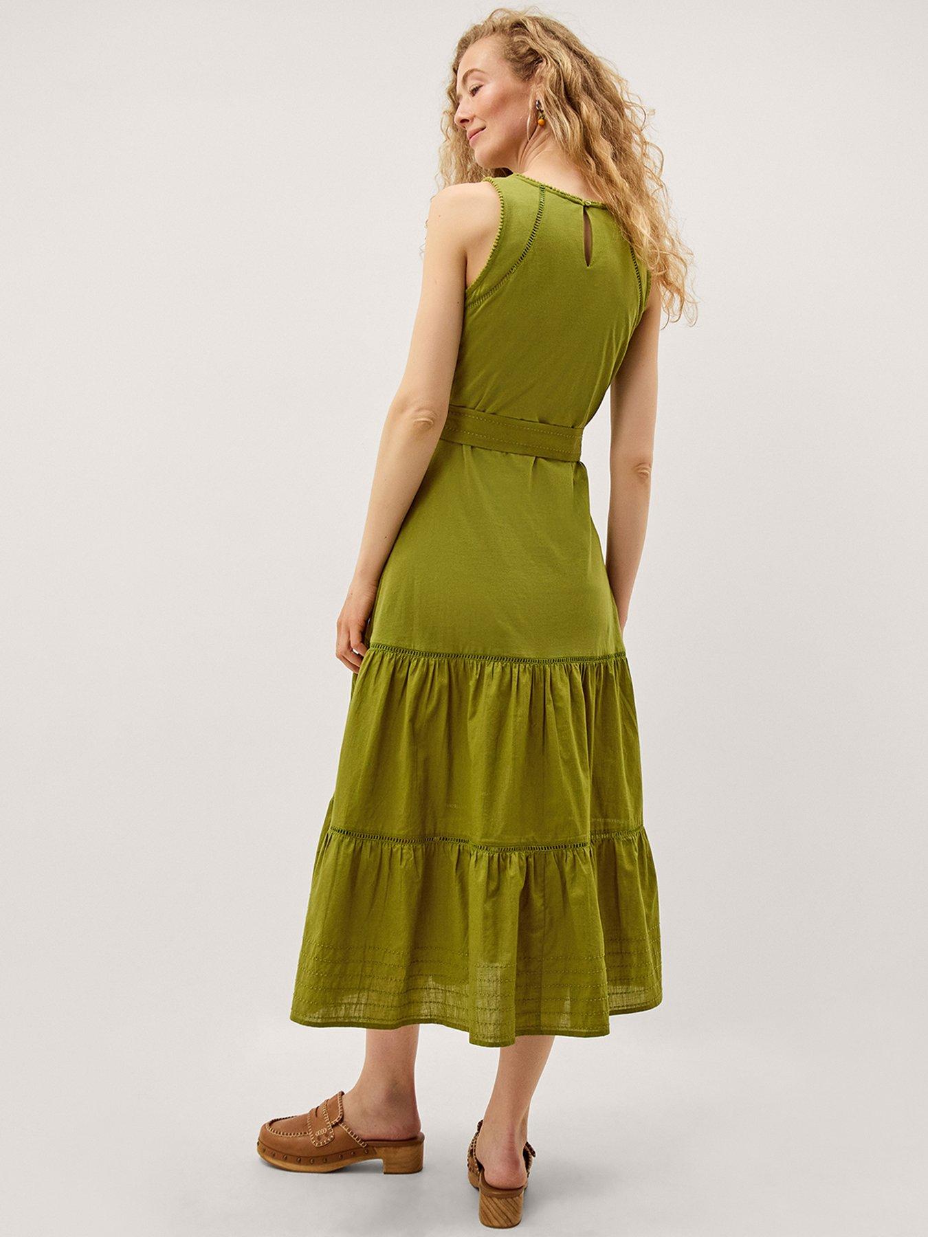 Image 2 of 5 of Monsoon Jen Belted Jersey Maxi Dress - Green