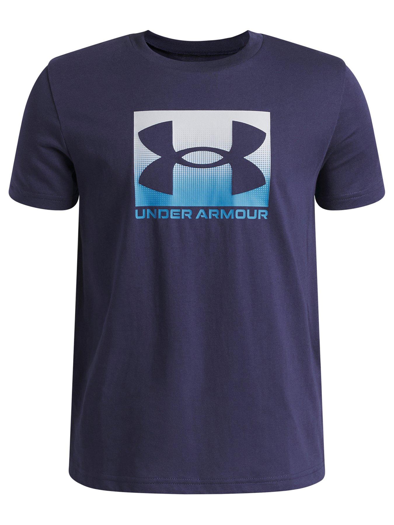 UNDER ARMOUR Boys Boxed Logo T-Shirt - Navy