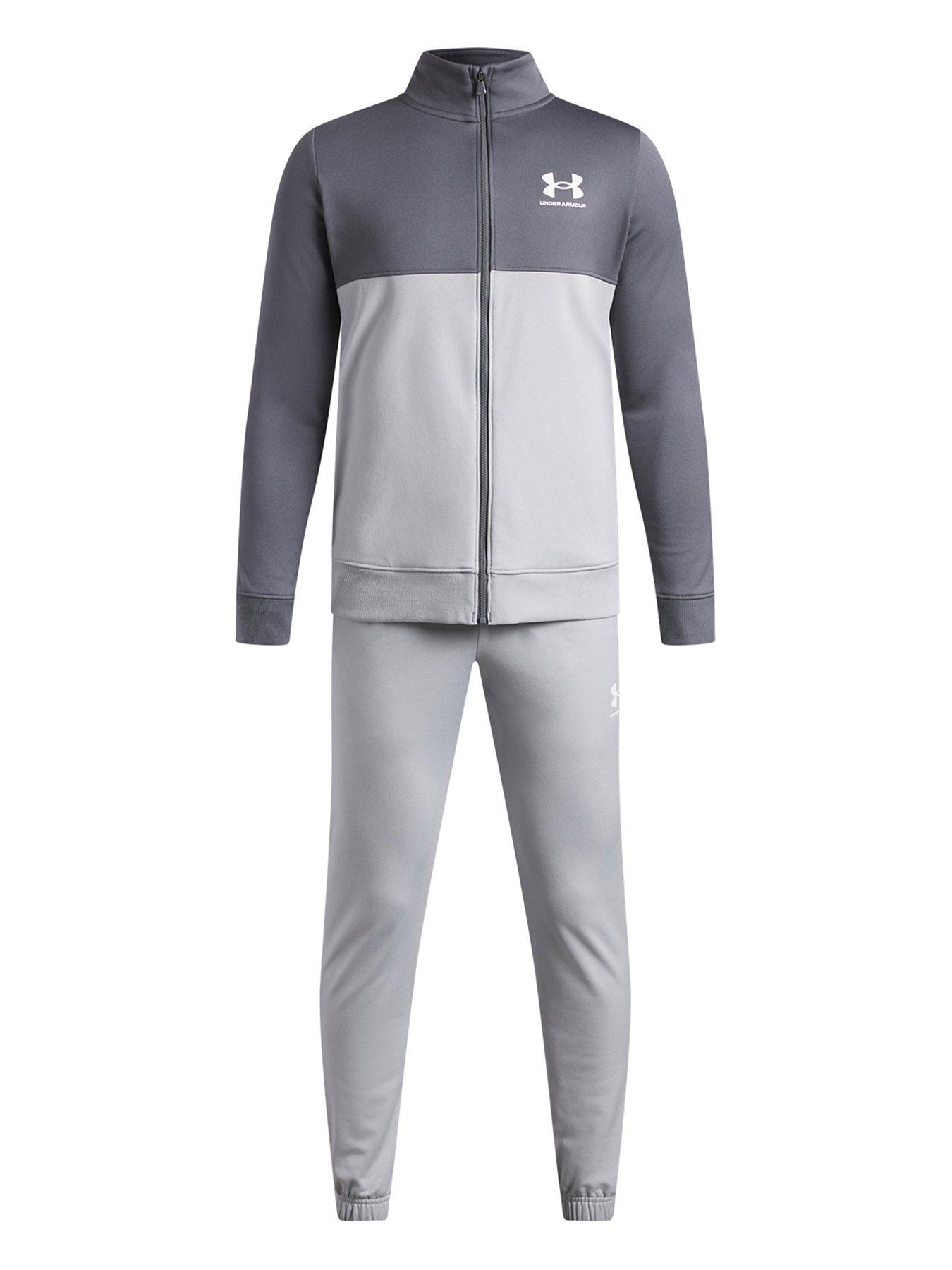 UNDER ARMOUR Boys Training Rival Colourblock Knit Track Suit - Grey