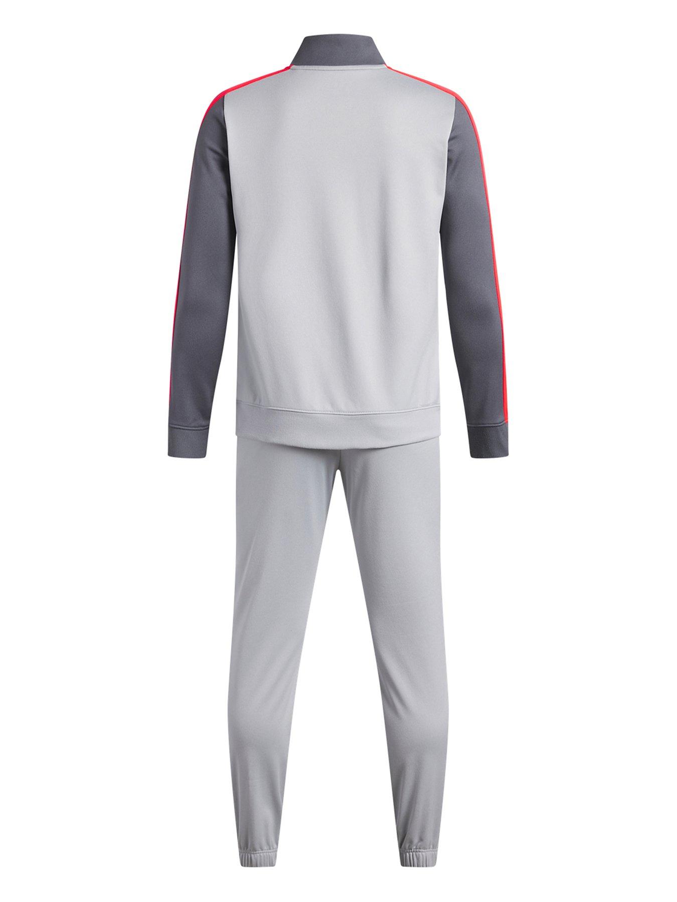 Image 2 of 3 of UNDER ARMOUR Boys Colourblock Sweat-Wicking Full-Zip Tracksuit - Grey