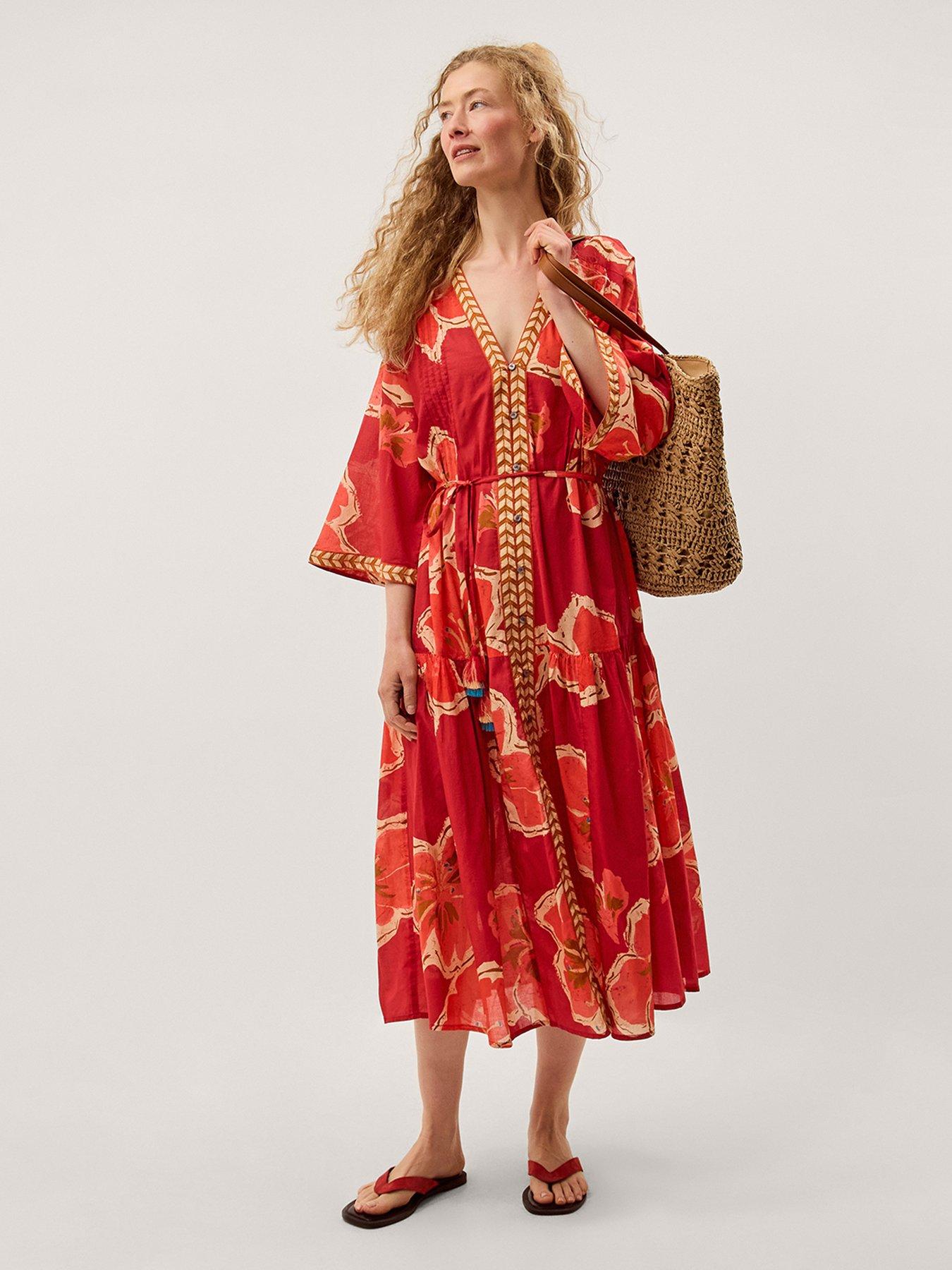 Monsoon Yasmin Floral Midi Tunic Dress - Pink