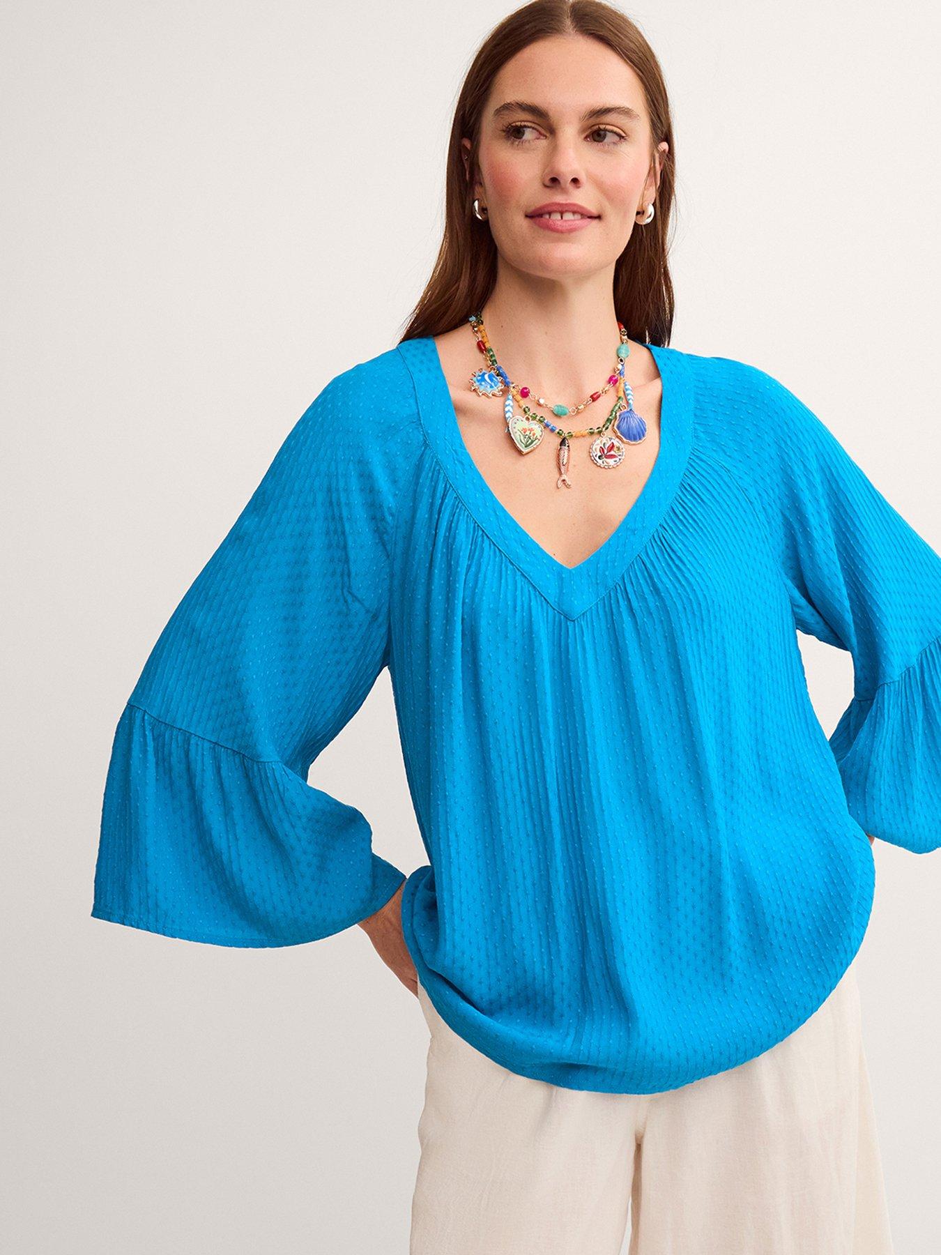 Monsoon Kallie Dobby Blouse  - Blue