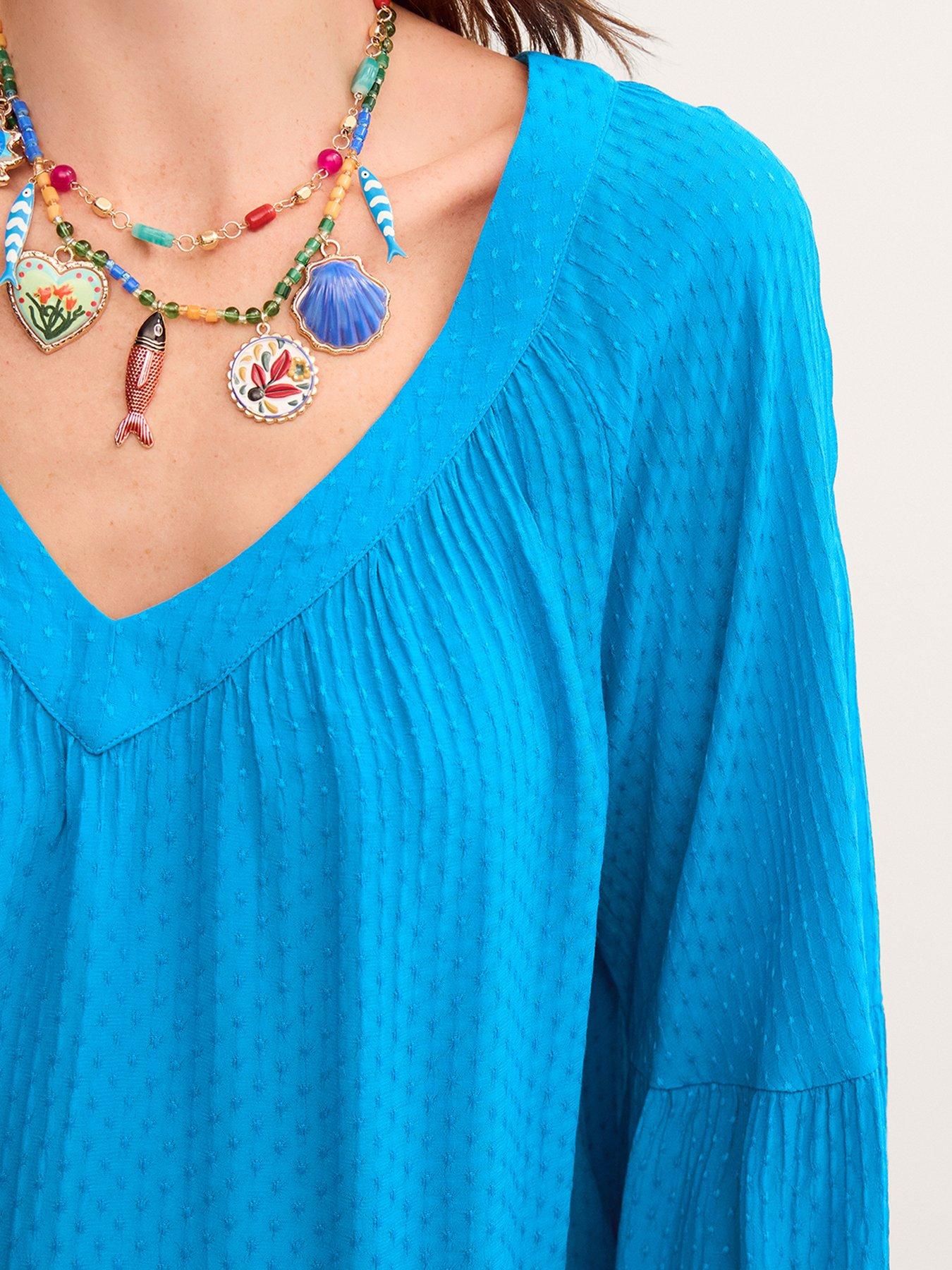 Image 4 of 4 of Monsoon Kallie Dobby Blouse &nbsp;- Blue