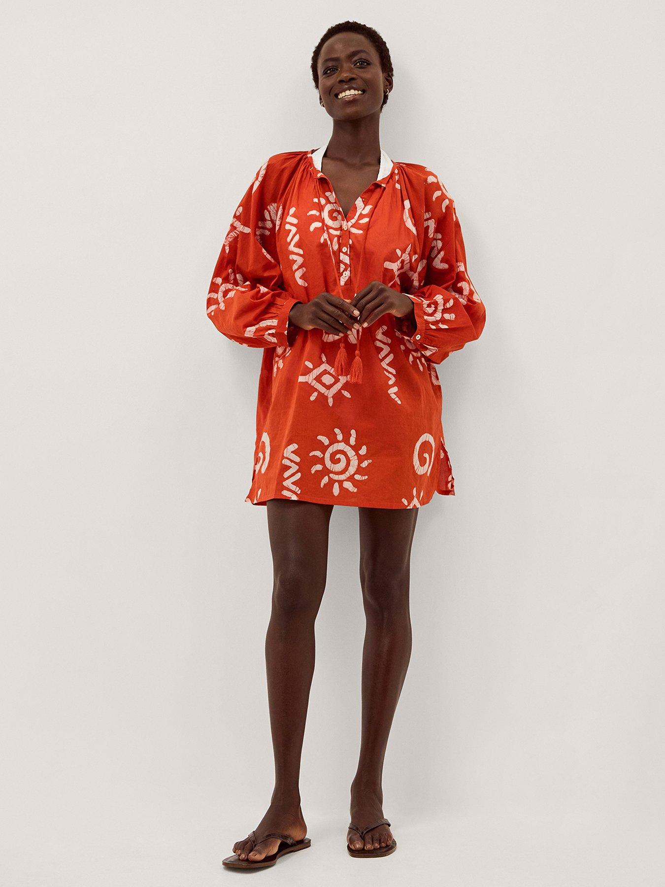 Monsoon Mafalda Sun Print Mini Kaftan - Orange
