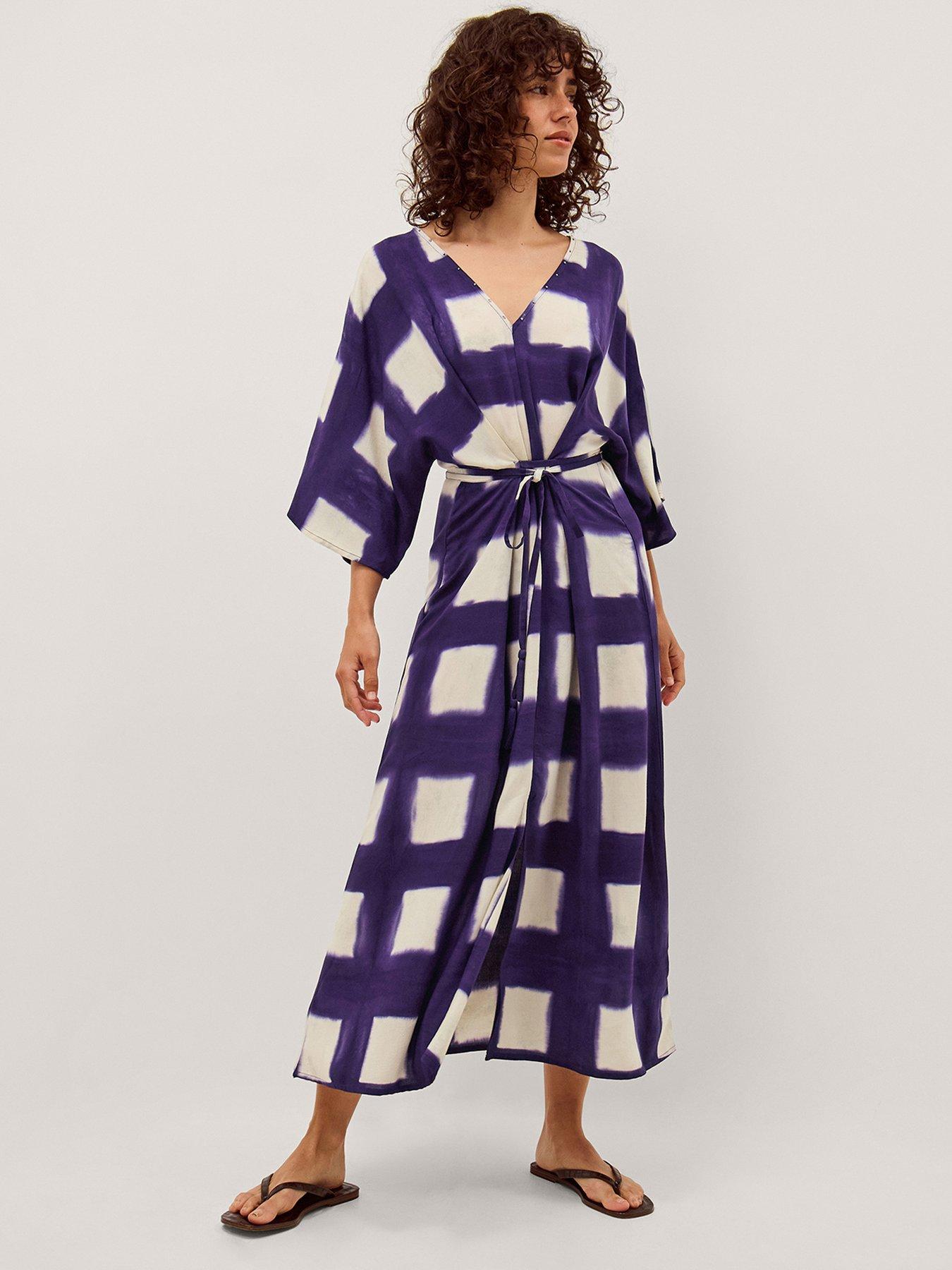 Monsoon Halia Artisanal Tie-Dye Midi Kaftan - Blue
