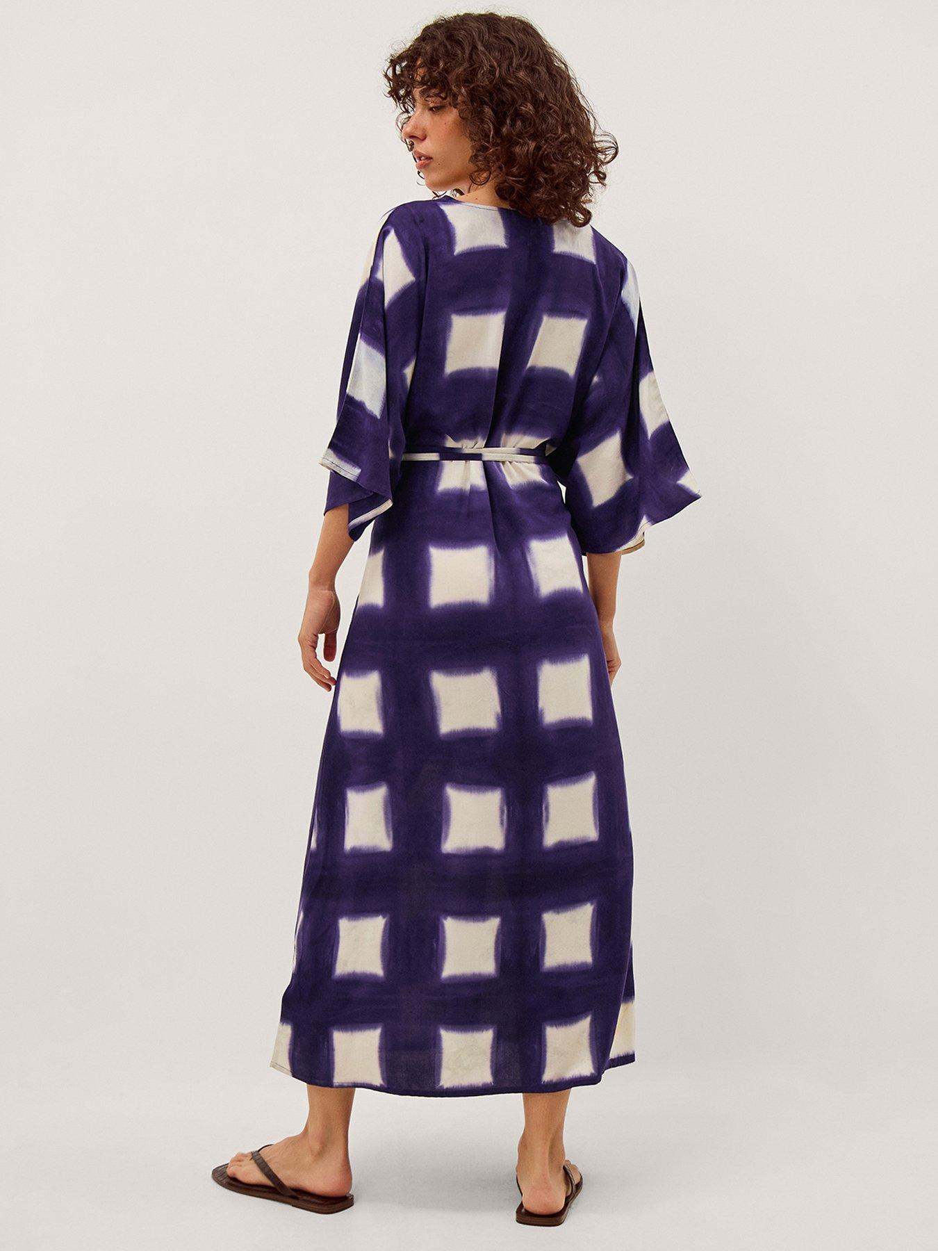 Image 2 of 5 of Monsoon Halia Artisanal Tie-Dye Midi Kaftan - Blue