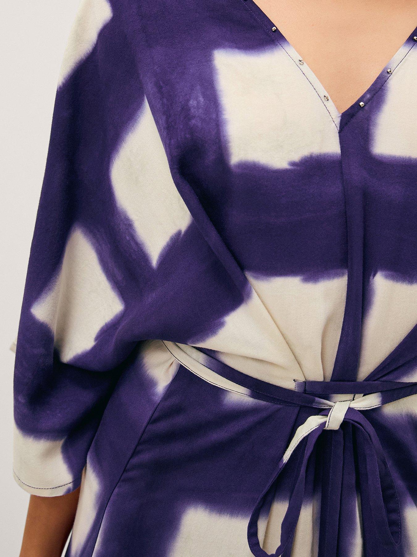 Image 3 of 5 of Monsoon Halia Artisanal Tie-Dye Midi Kaftan - Blue