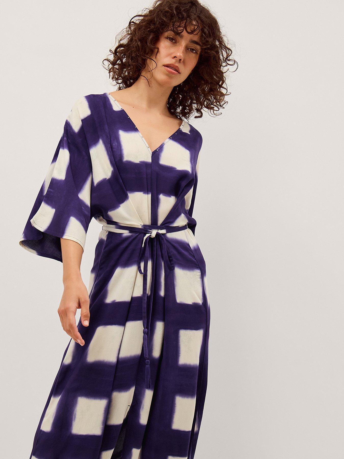 Image 4 of 5 of Monsoon Halia Artisanal Tie-Dye Midi Kaftan - Blue