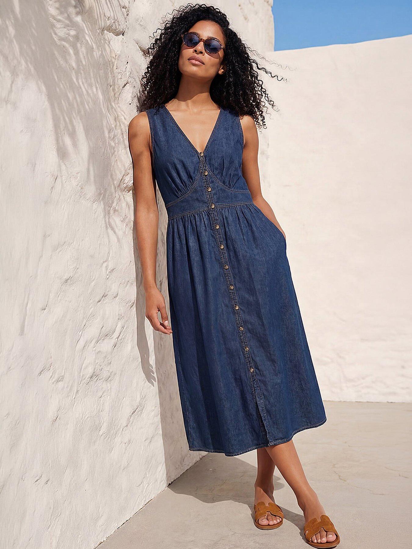 Roman Cotton Button Detail Midi Dress