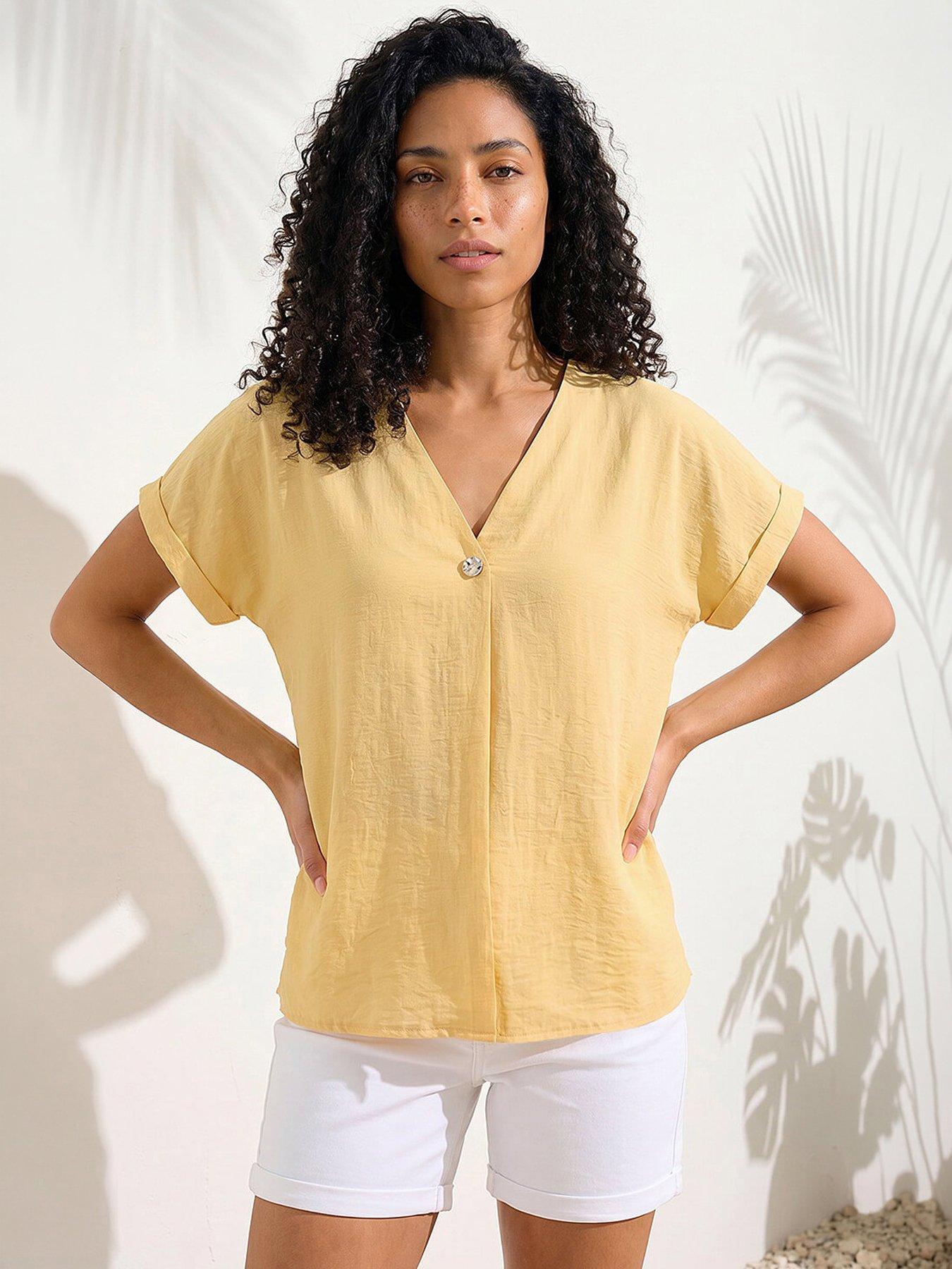Roman Pleat Front V-neck Top