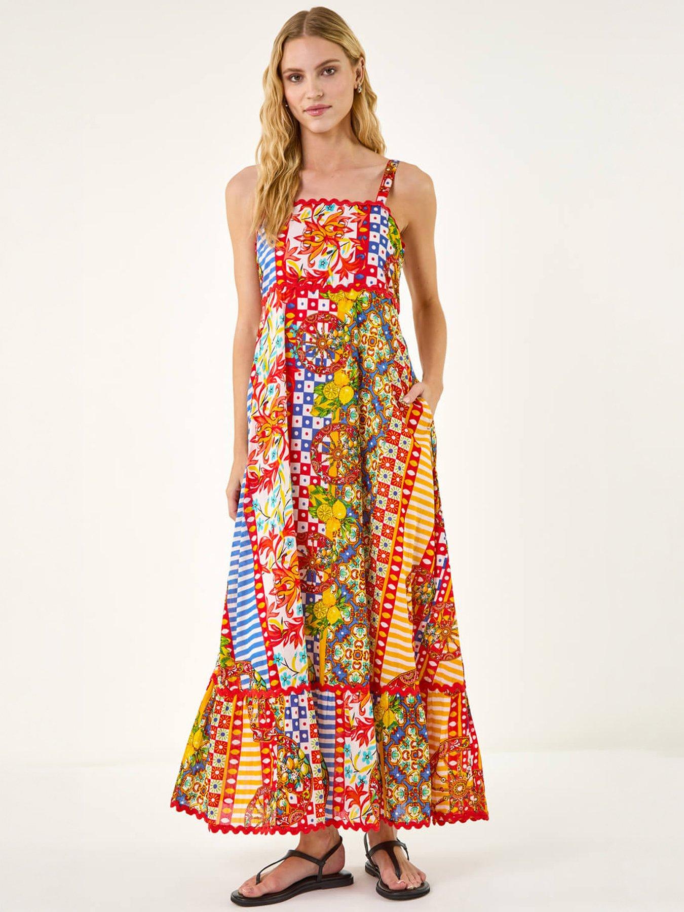 Roman Patchwork Ric Rac Maxi Dress