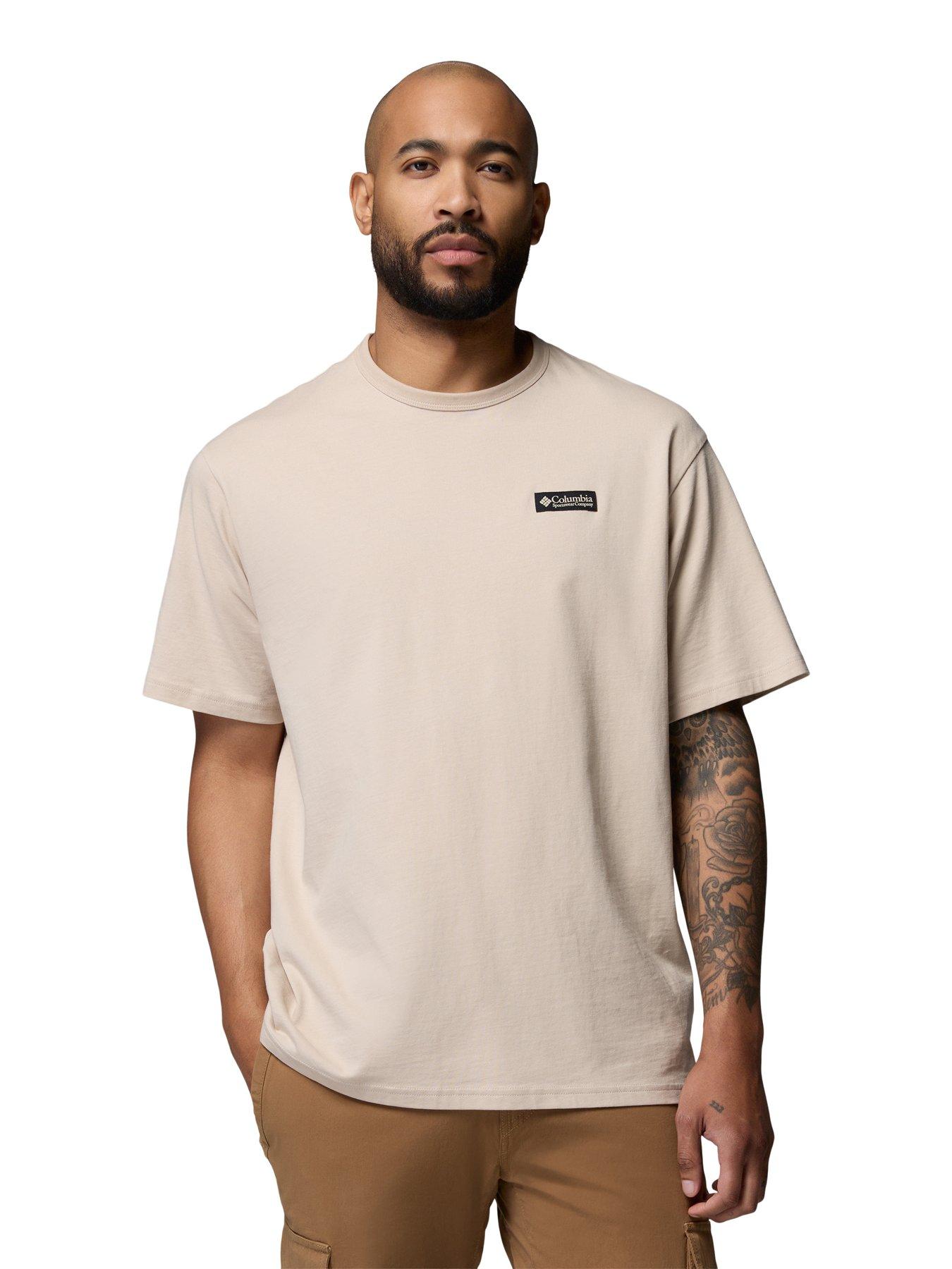 Image 2 of 6 of Columbia Men's Heavyweight Back Graphic Short Sleeve T Shirt - Beige
