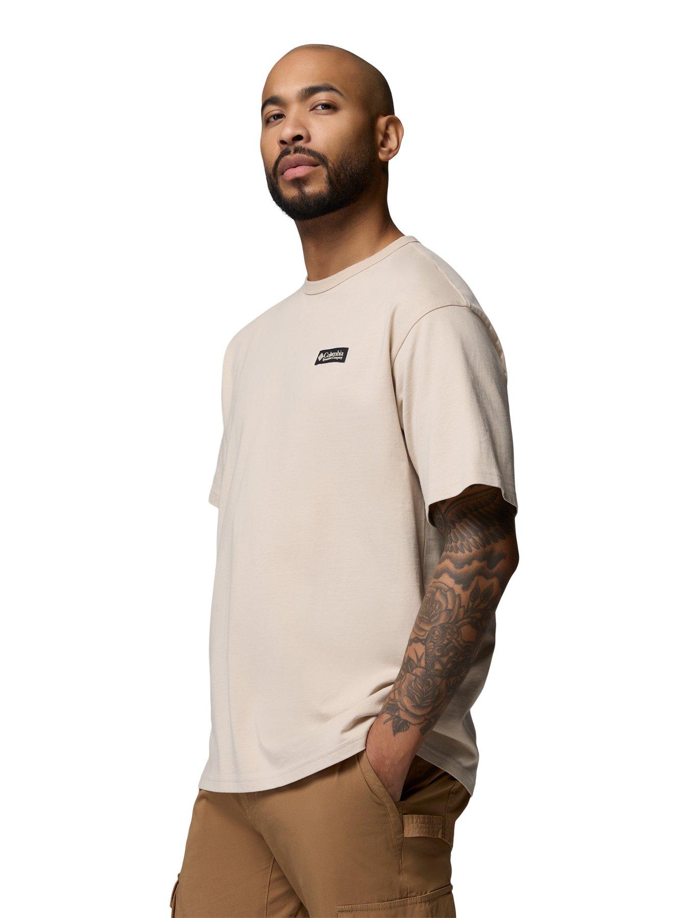 Image 6 of 6 of Columbia Men's Heavyweight Back Graphic Short Sleeve T Shirt - Beige