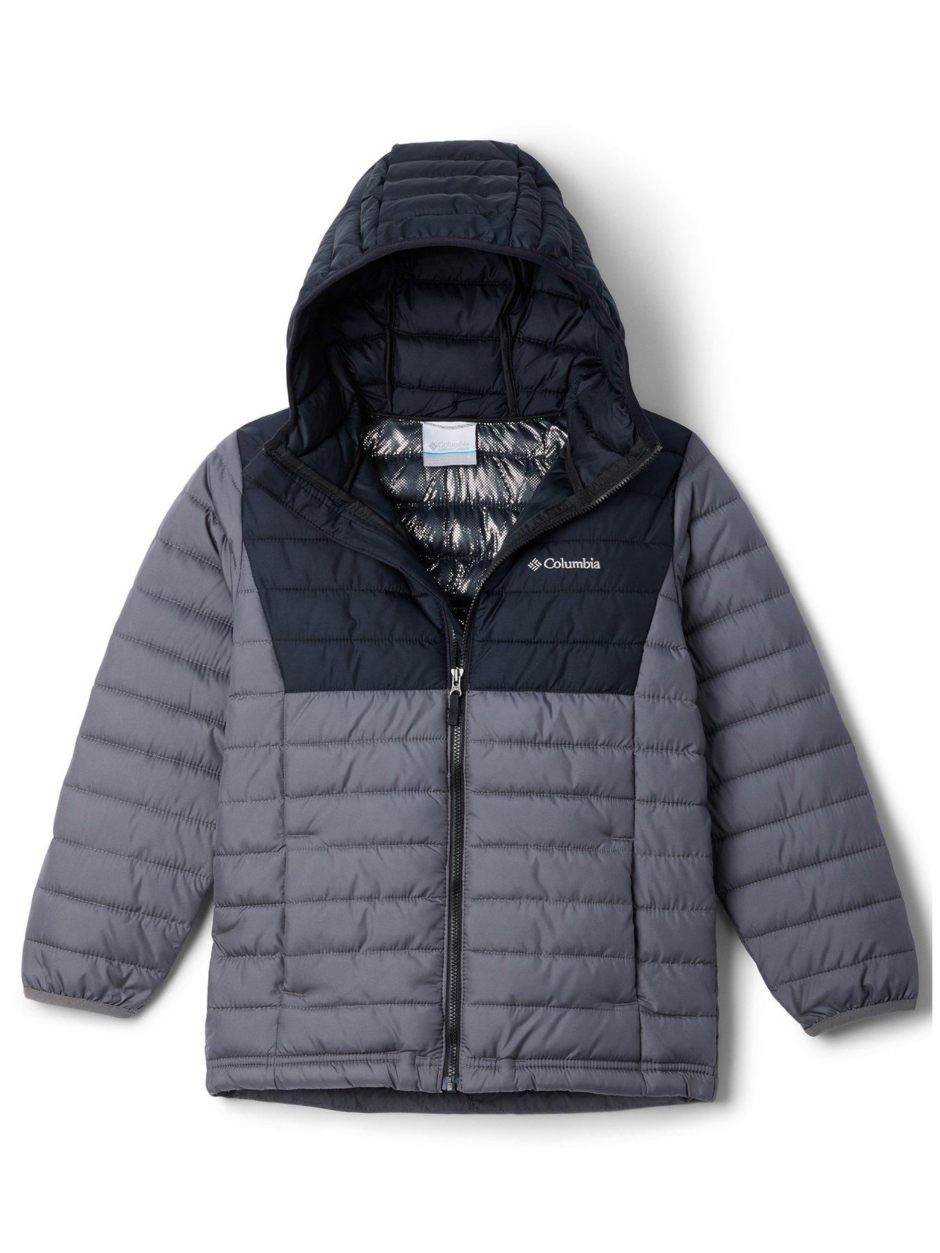 Columbia Junior Boys Powder Lite Ii Hooded Padded Jacket - Grey