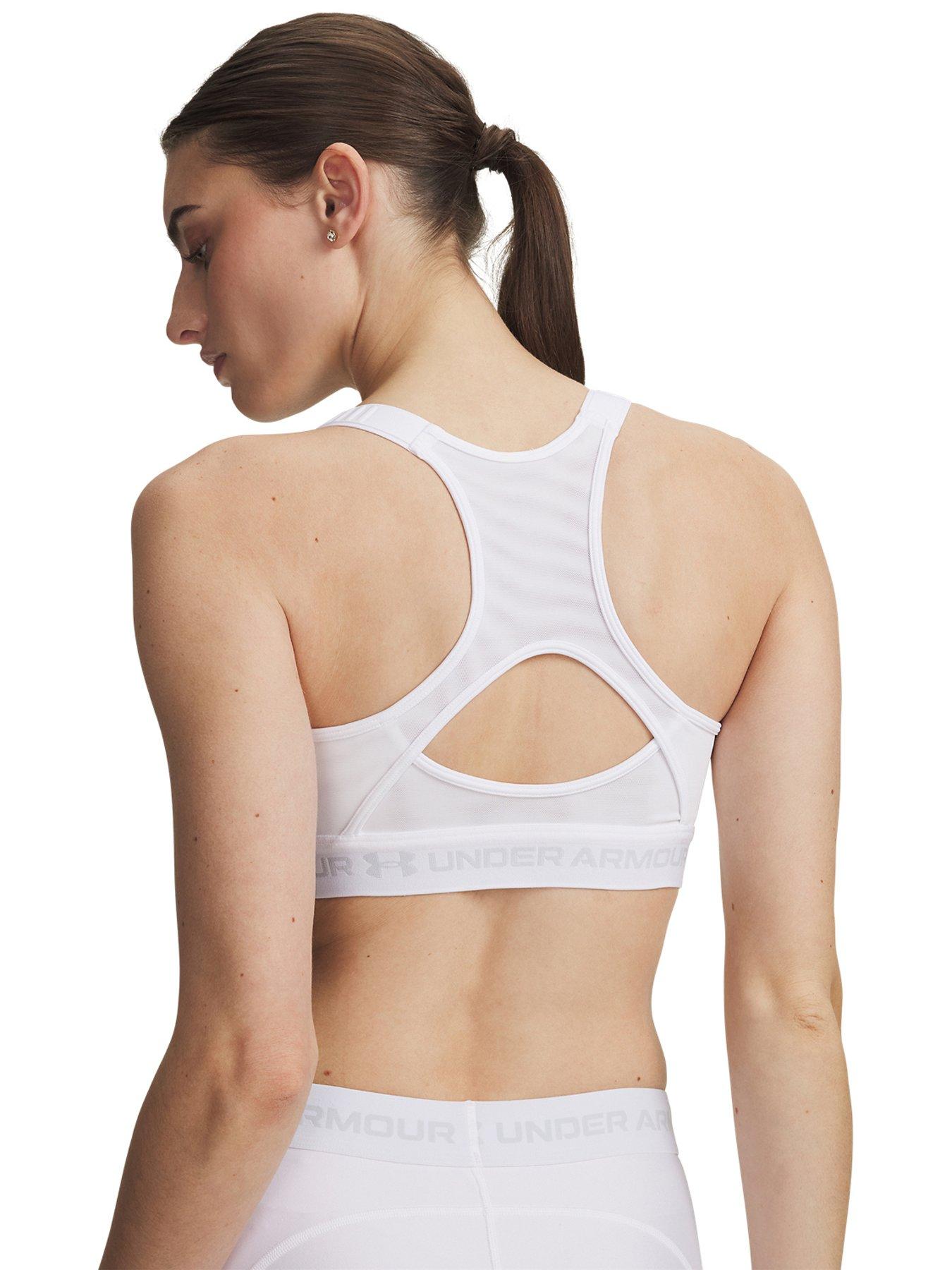 Image 2 of 5 of UNDER ARMOUR Womens High-Impact Adjustable Straps Racerback Sports Bra - White