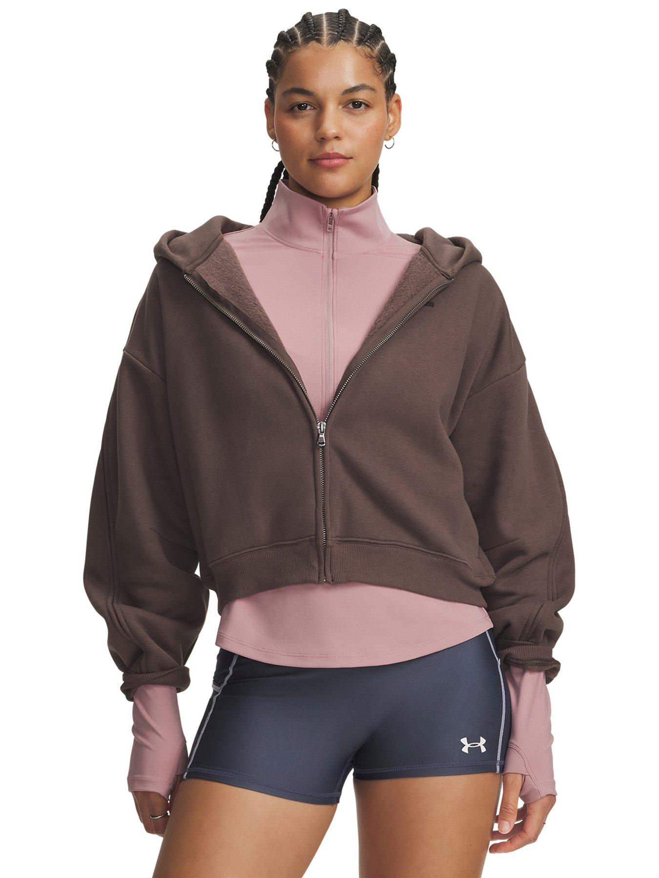 Image 1 of 3 of UNDER ARMOUR Womens Training Full Zip Hooded Fleece Hoodie - Brown