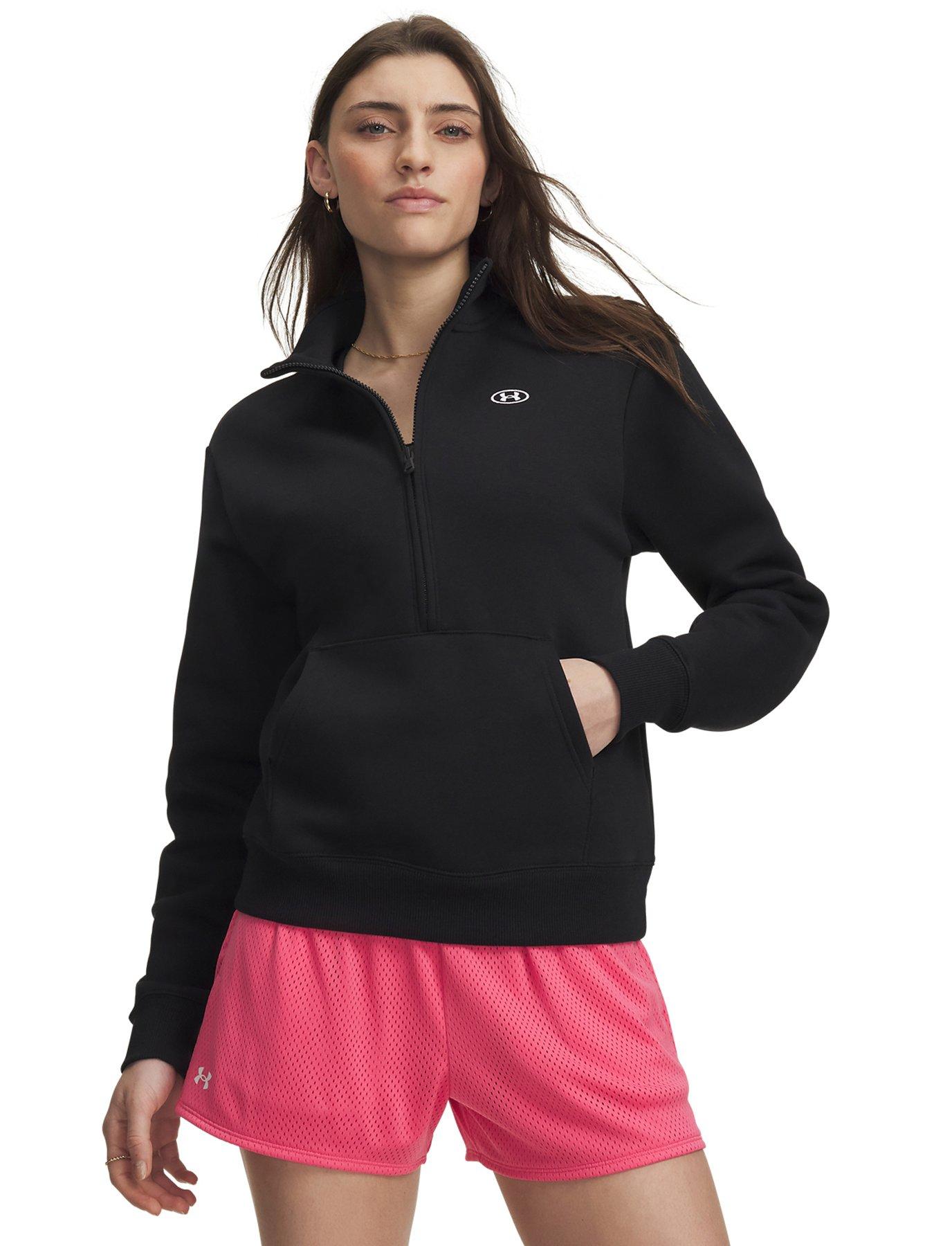 UNDER ARMOUR Women's Rival Fleece 1/2 Zip Sweatshirt - Black