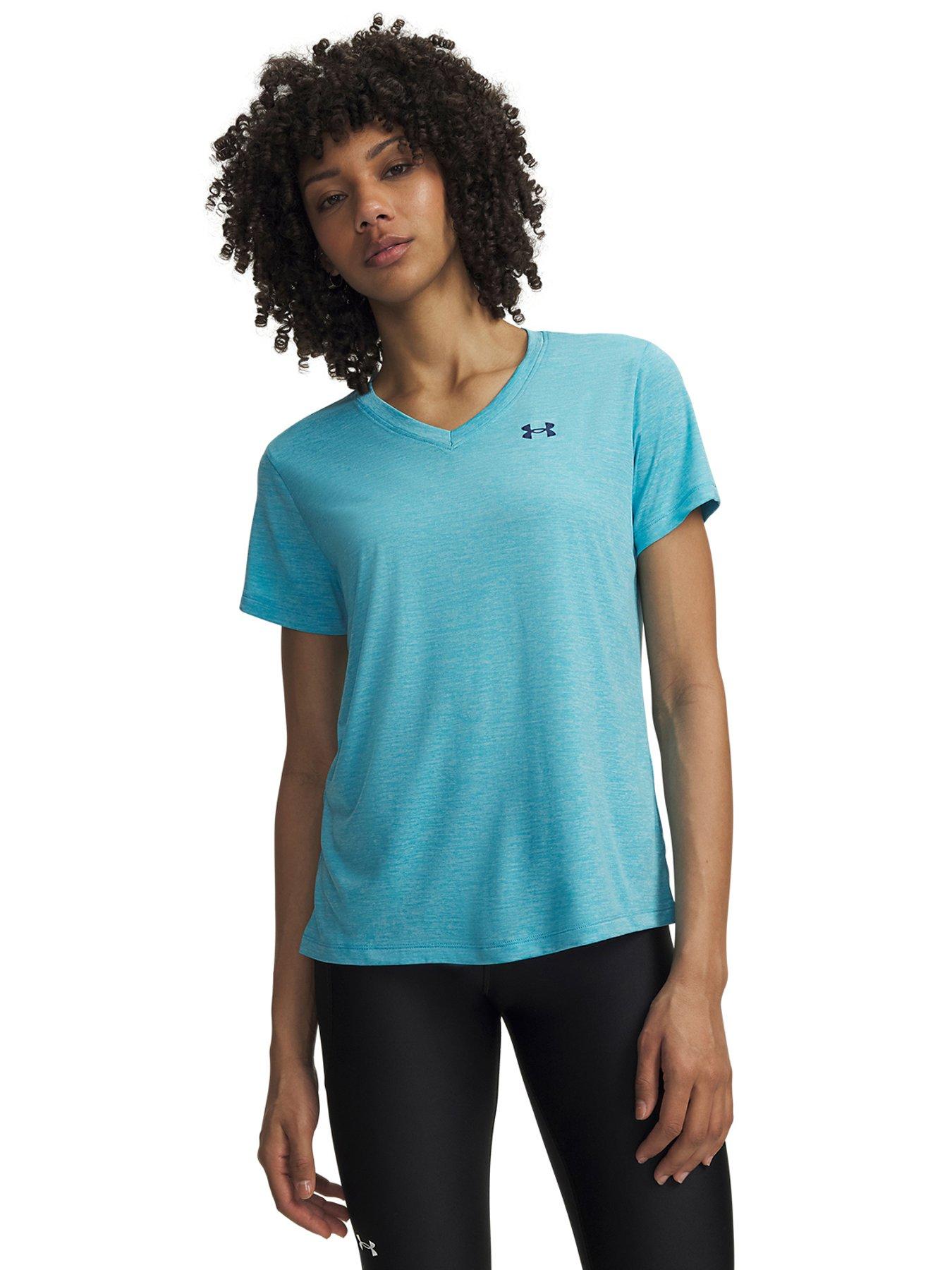 UNDER ARMOUR Womens Training Tech T-Shirt V Neck - Blue
