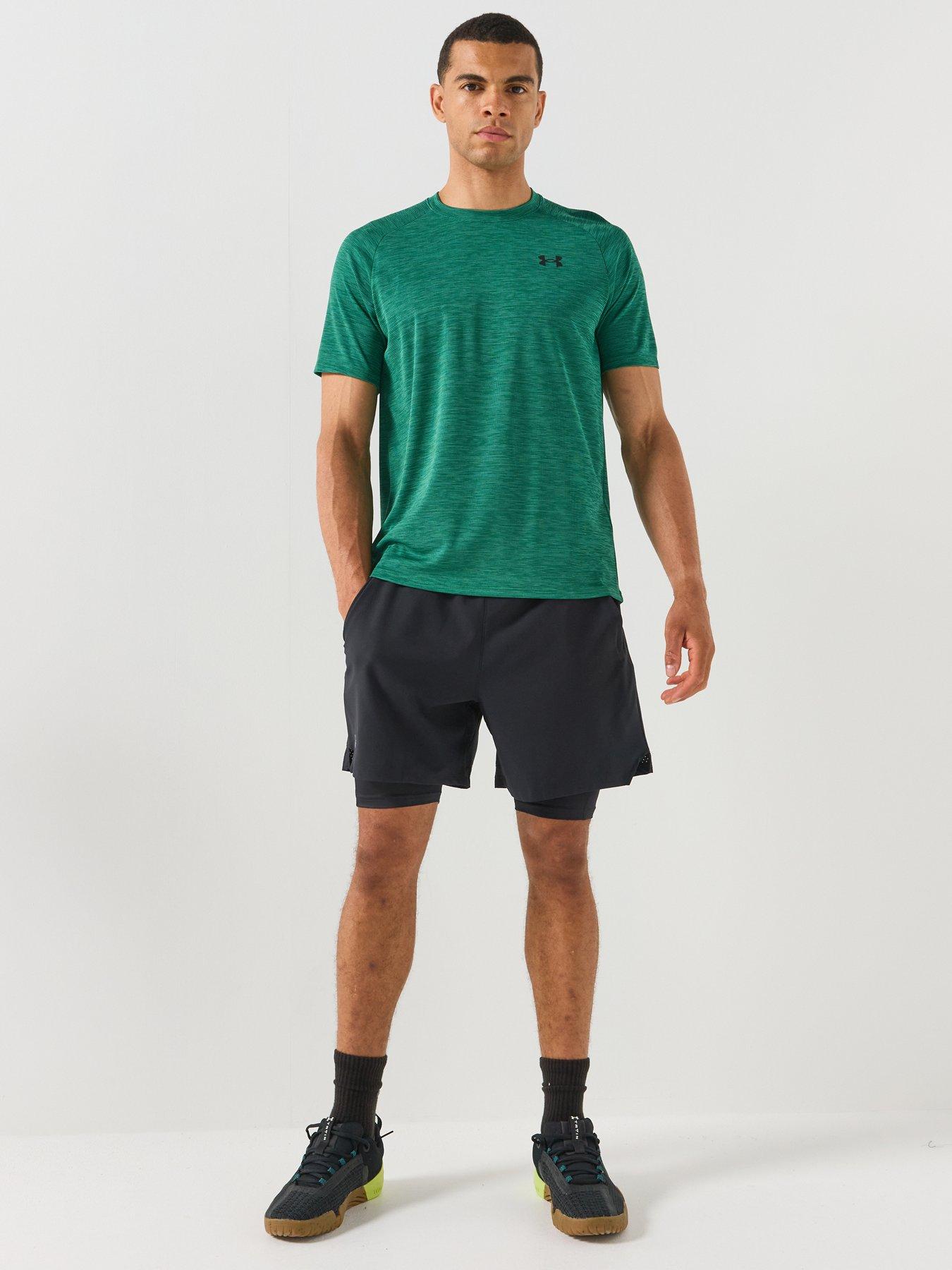 Image 3 of 6 of UNDER ARMOUR Mens Training Tech Textured T-Shirt - Green