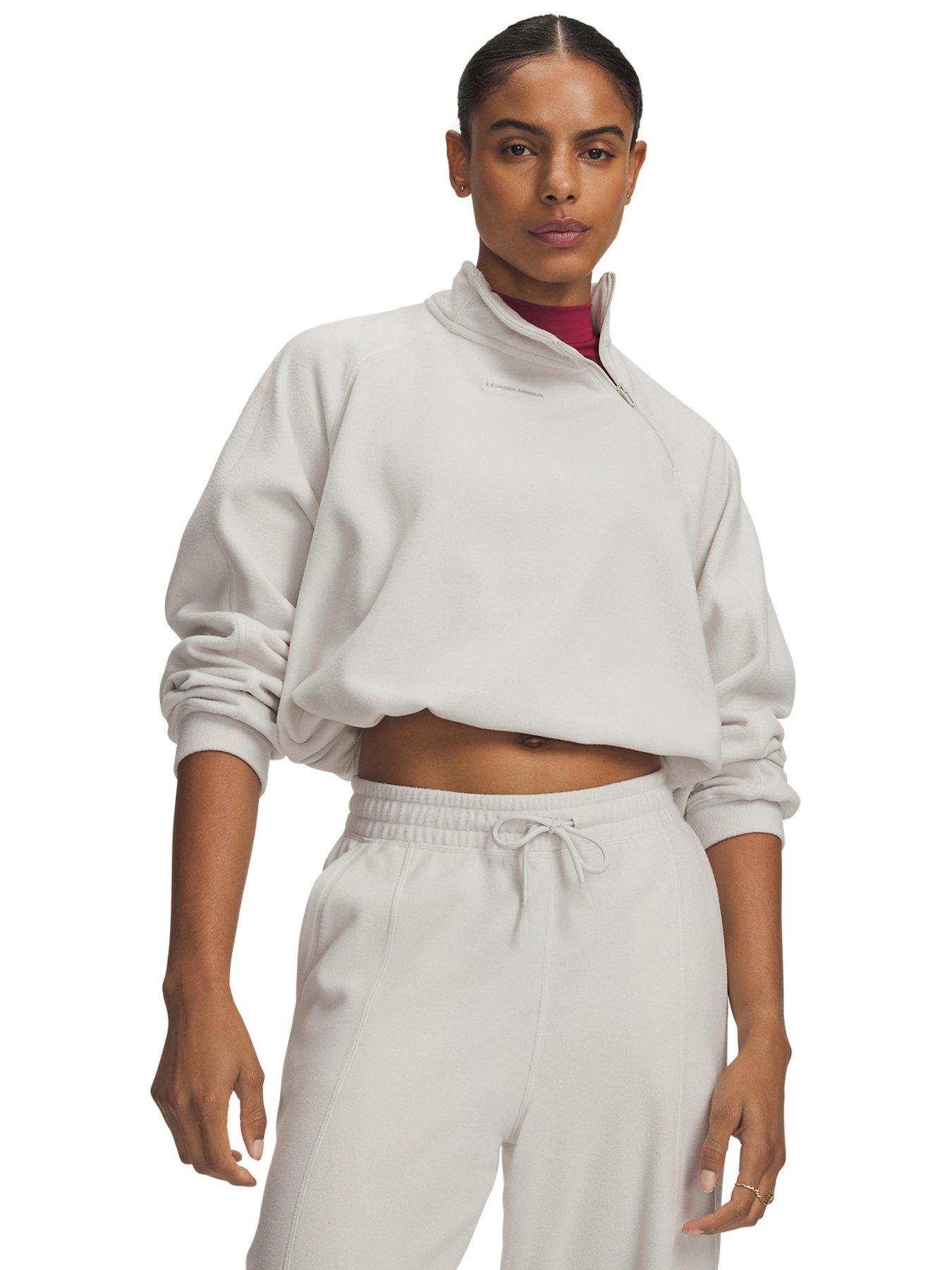 UNDER ARMOUR Womens Training Performance Fleece 1/4 Zip - White