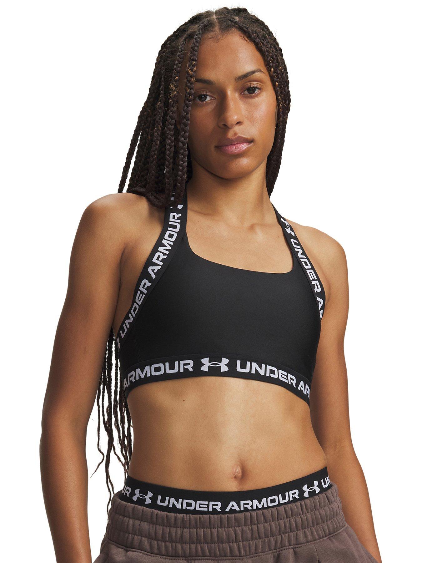 UNDER ARMOUR Womens Training Heatgear Medium Impact Bra - Black