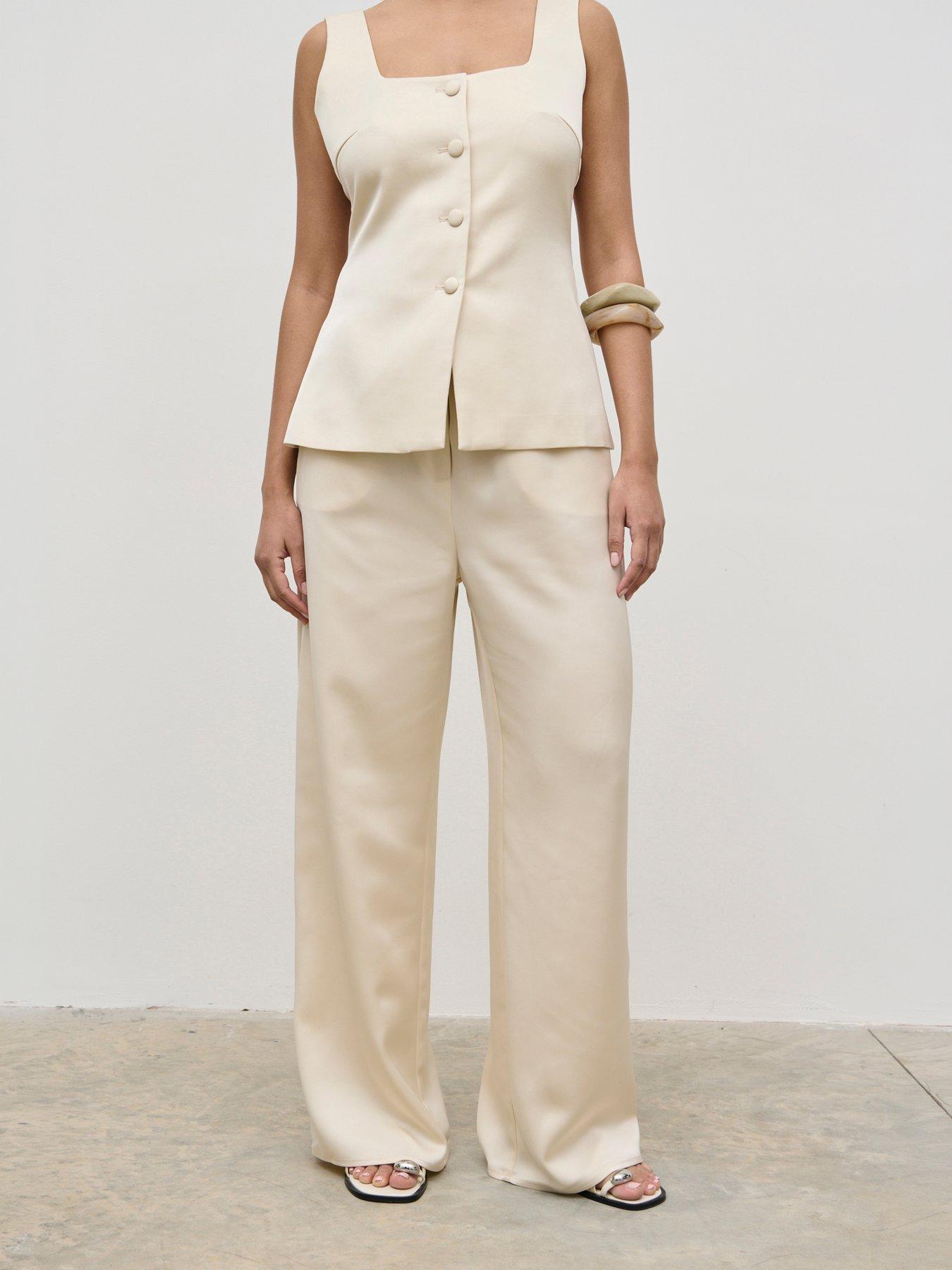 Pretty Lavish Breya Satin Drawstring Trousers - Cream