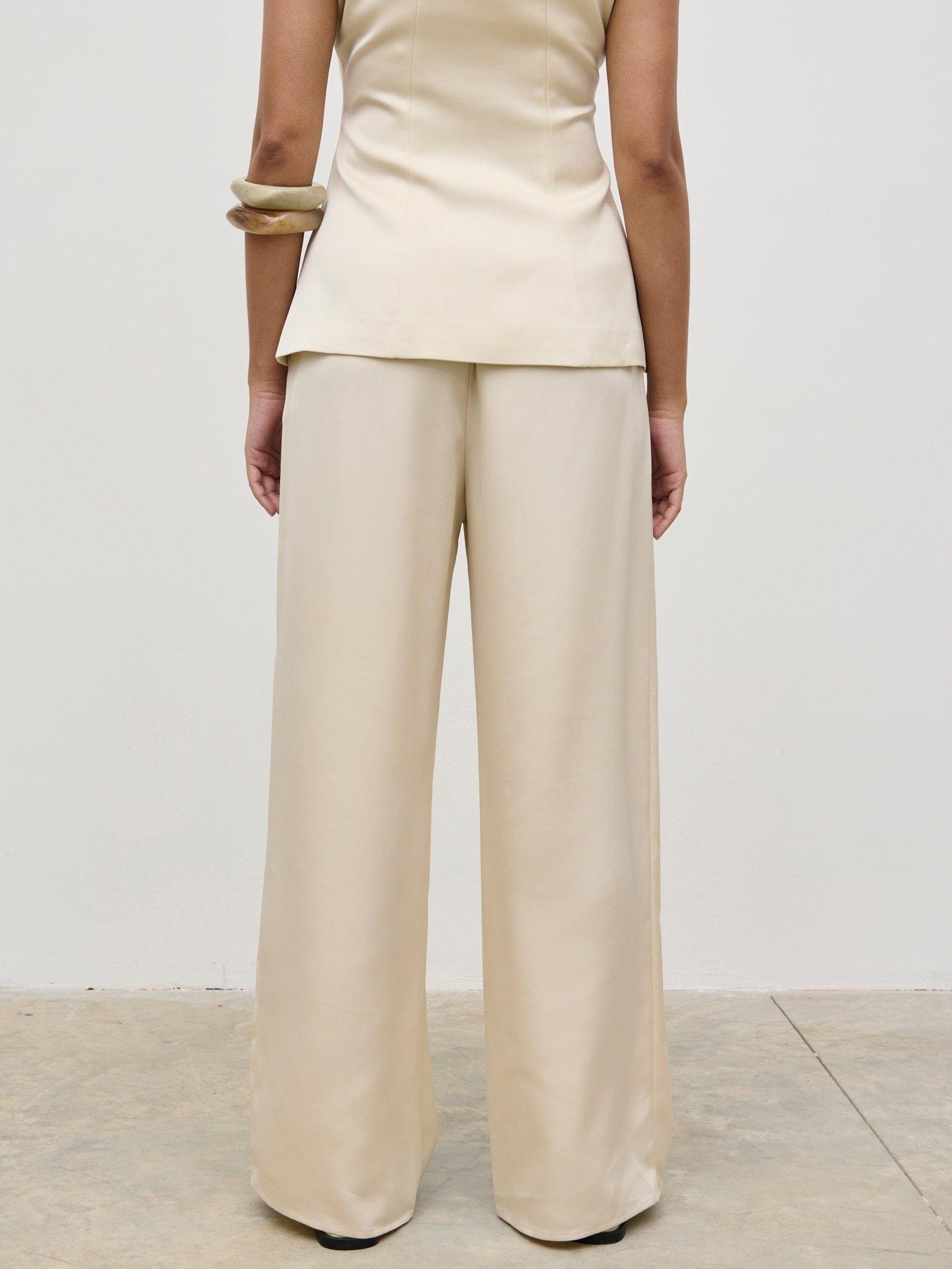 Image 2 of 4 of Pretty Lavish Breya Satin Drawstring Trousers - Cream
