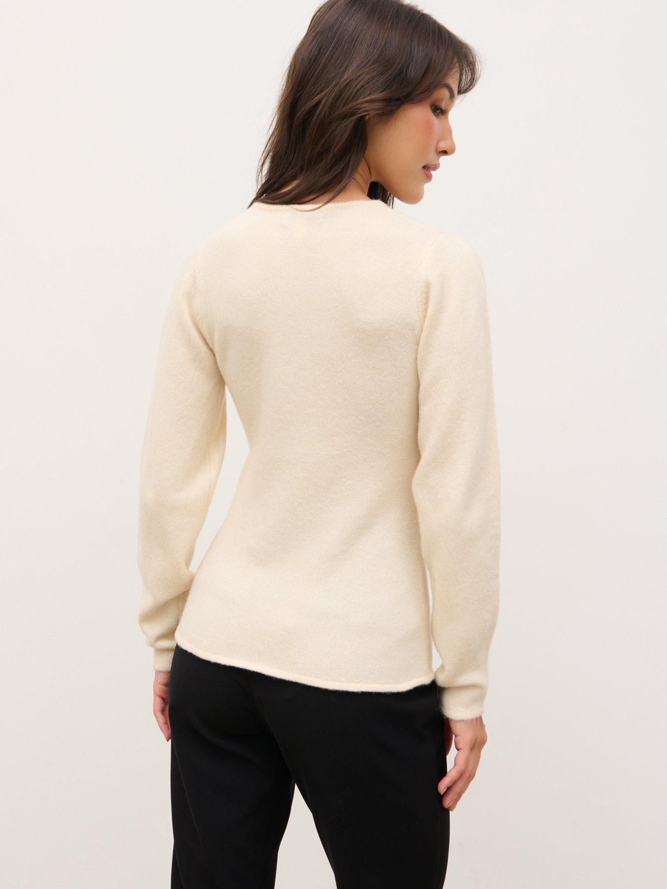 Image 2 of 4 of Pretty Lavish Kyle Fitted Knit Cardigan - Cream