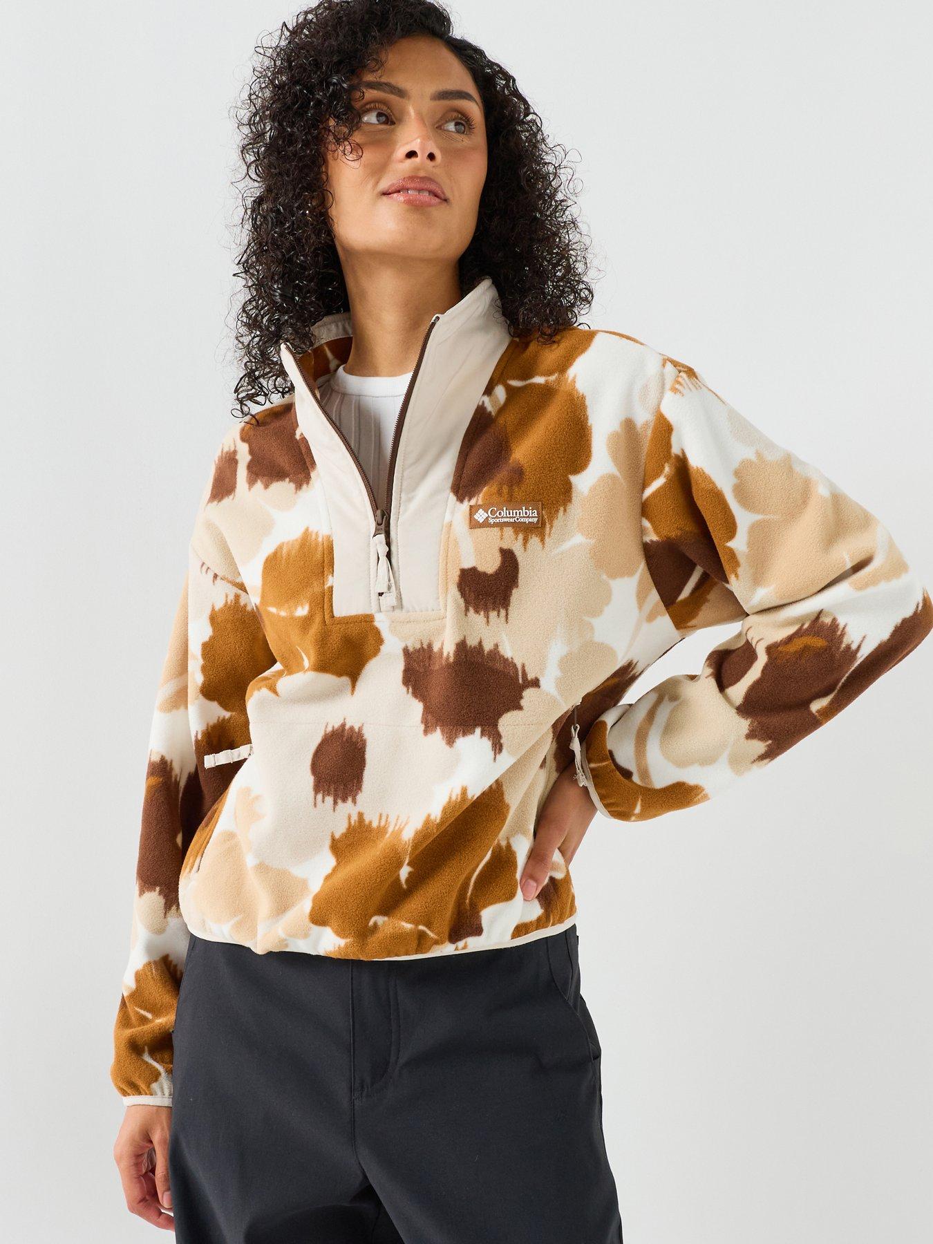 Columbia Womens Sequoia Grove II Printed 1/2 Zip Fleece - Brown