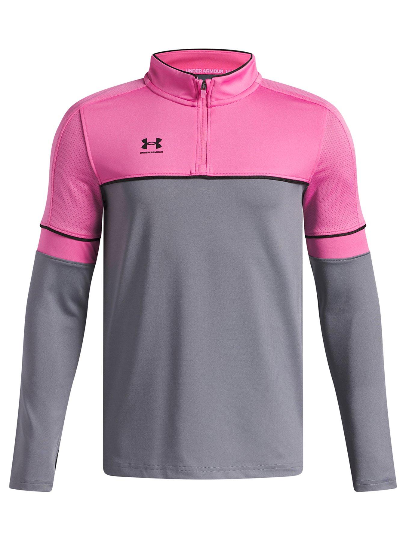 UNDER ARMOUR Junior Boys Challenger Training Quarter Zip - Titan Gray/Pink Frenzy/Black