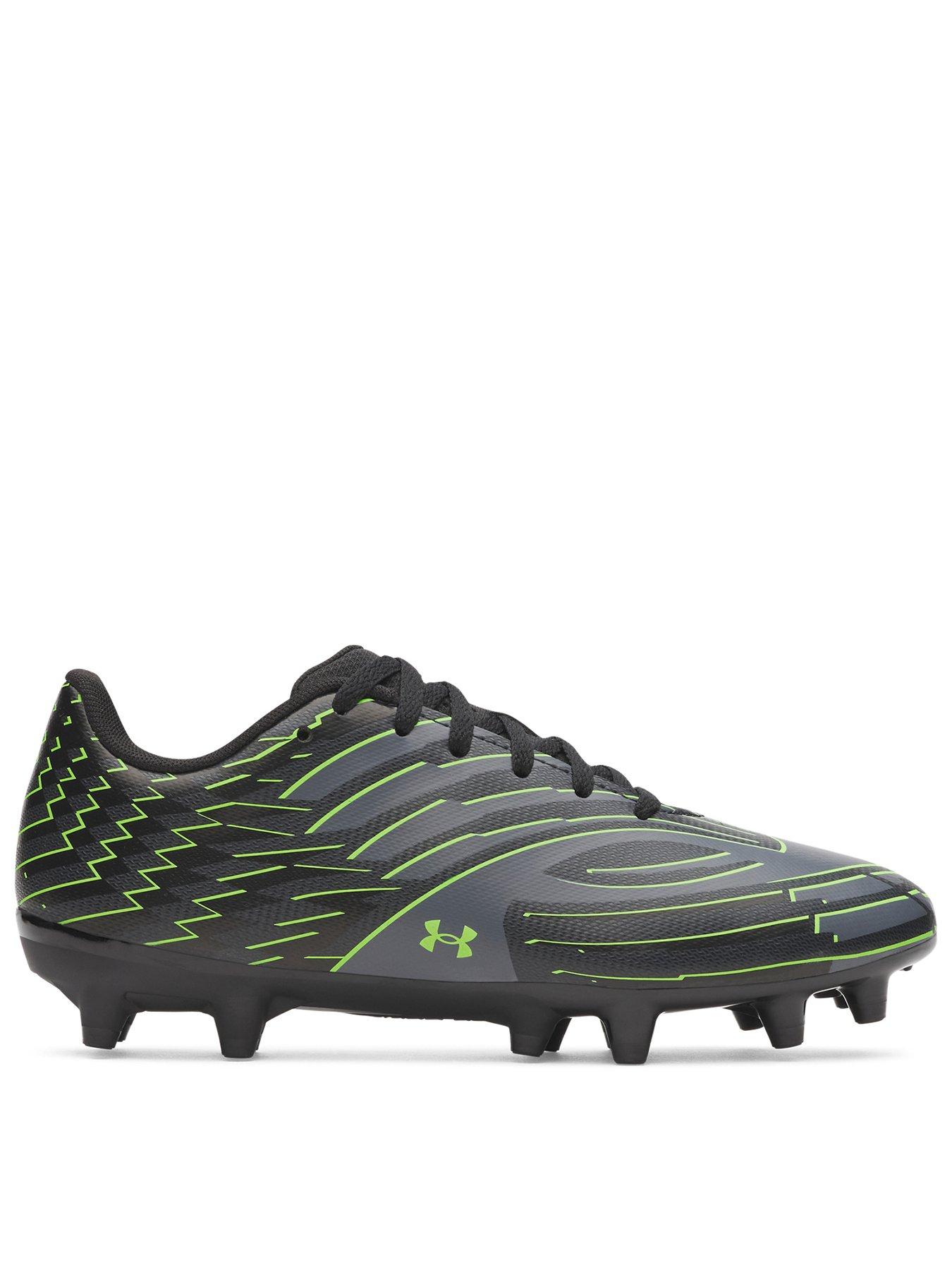 UNDER ARMOUR Junior Boys' Shadow Club 4 Firm Ground Football Boot - Black/Titan Grey/Hyper Green