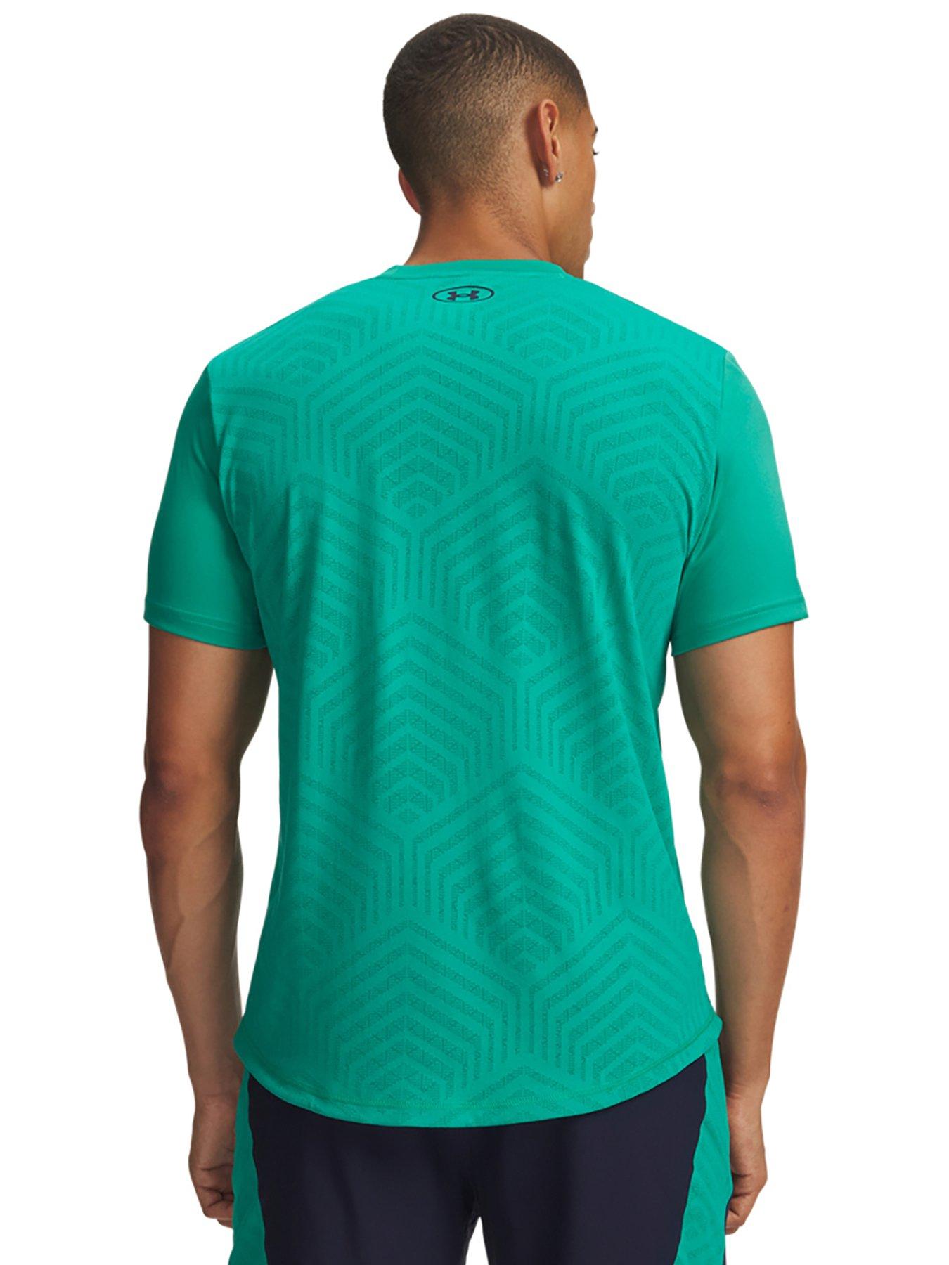 Image 2 of 3 of UNDER ARMOUR Mens Challenger Pro Sweat-Wicking Jacquard Panel T-Shirt - Green