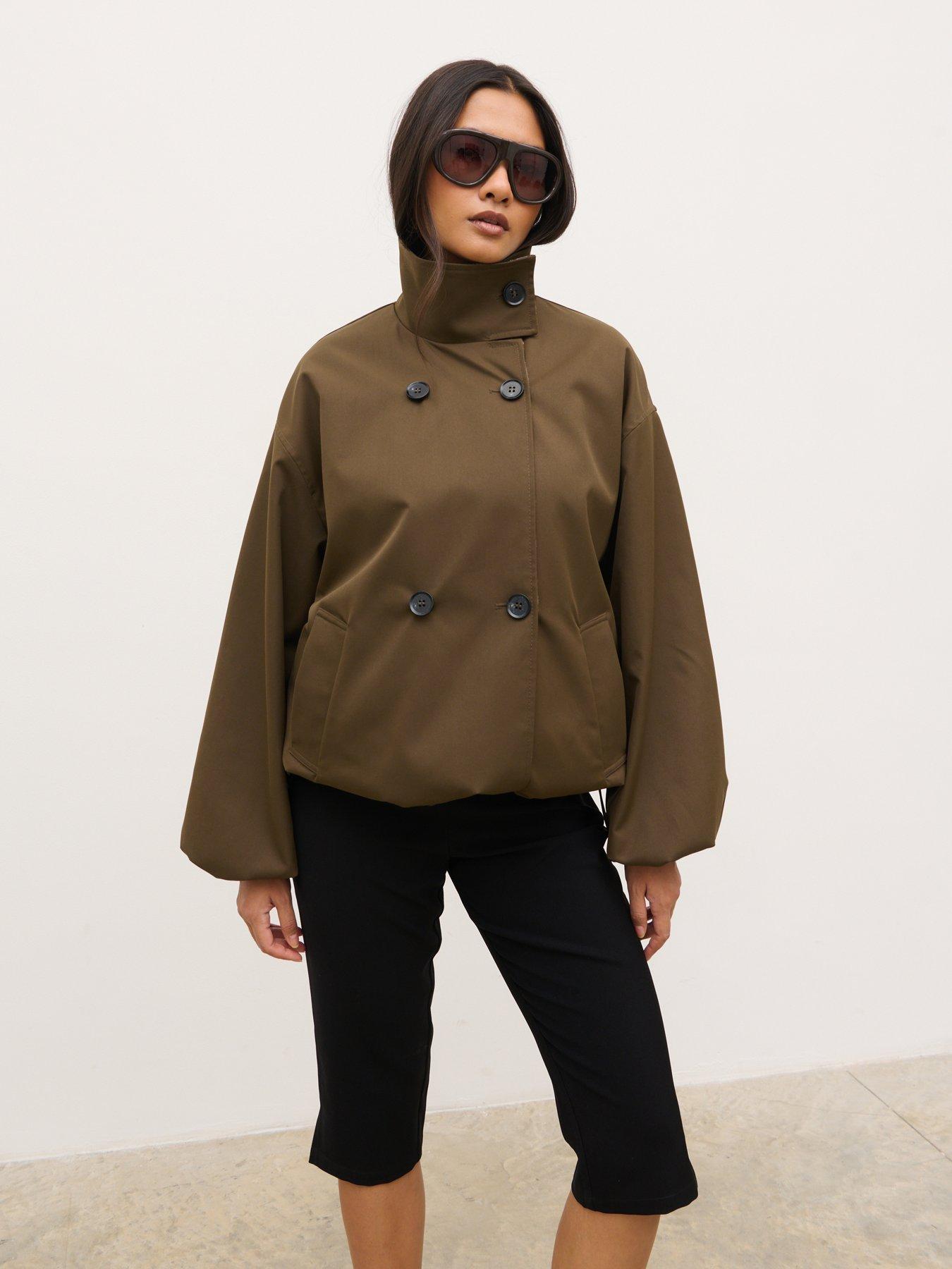 Image 1 of 4 of Pretty Lavish Katie Funnel Neck Short Trench - Camel