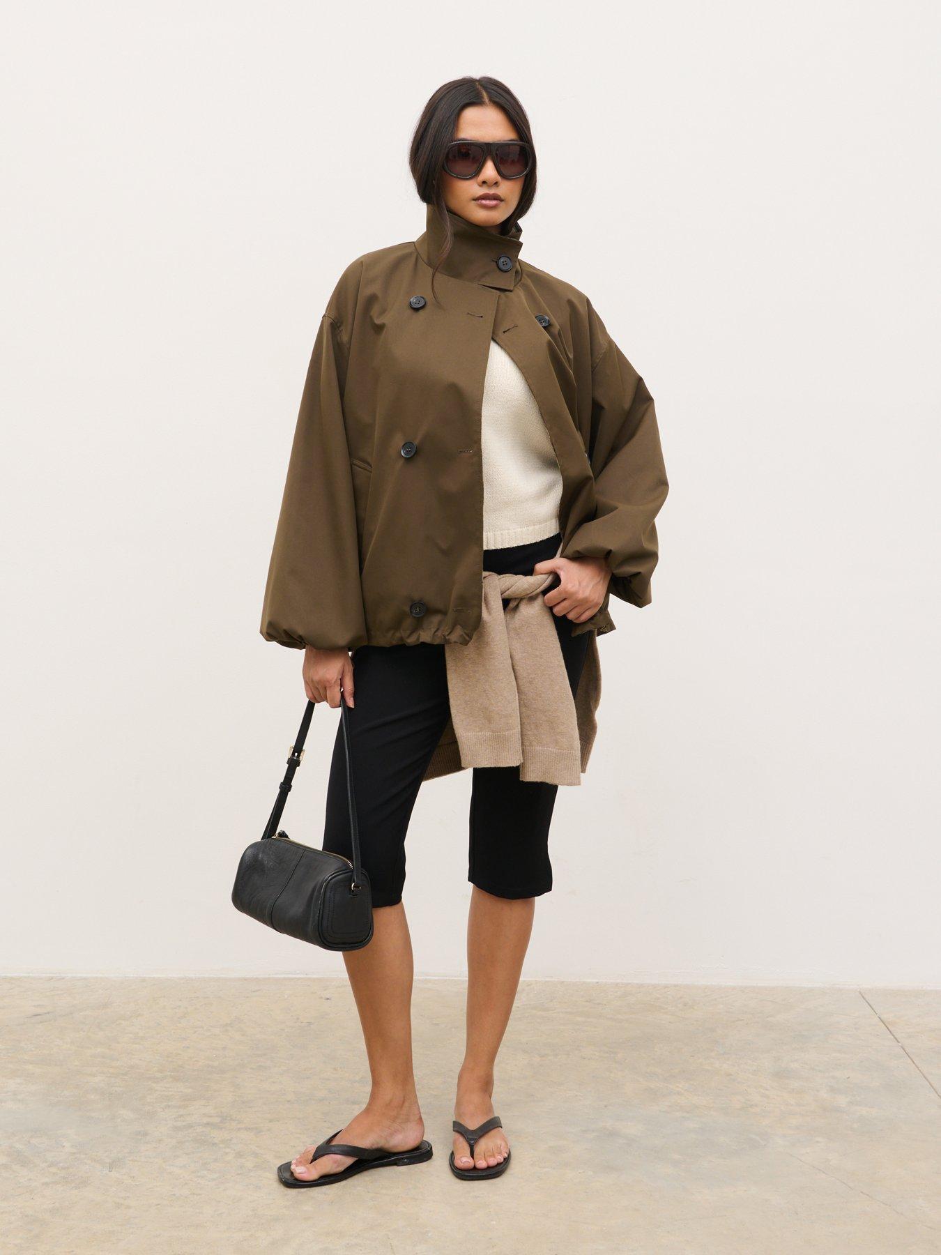 Image 2 of 4 of Pretty Lavish Katie Funnel Neck Short Trench - Camel