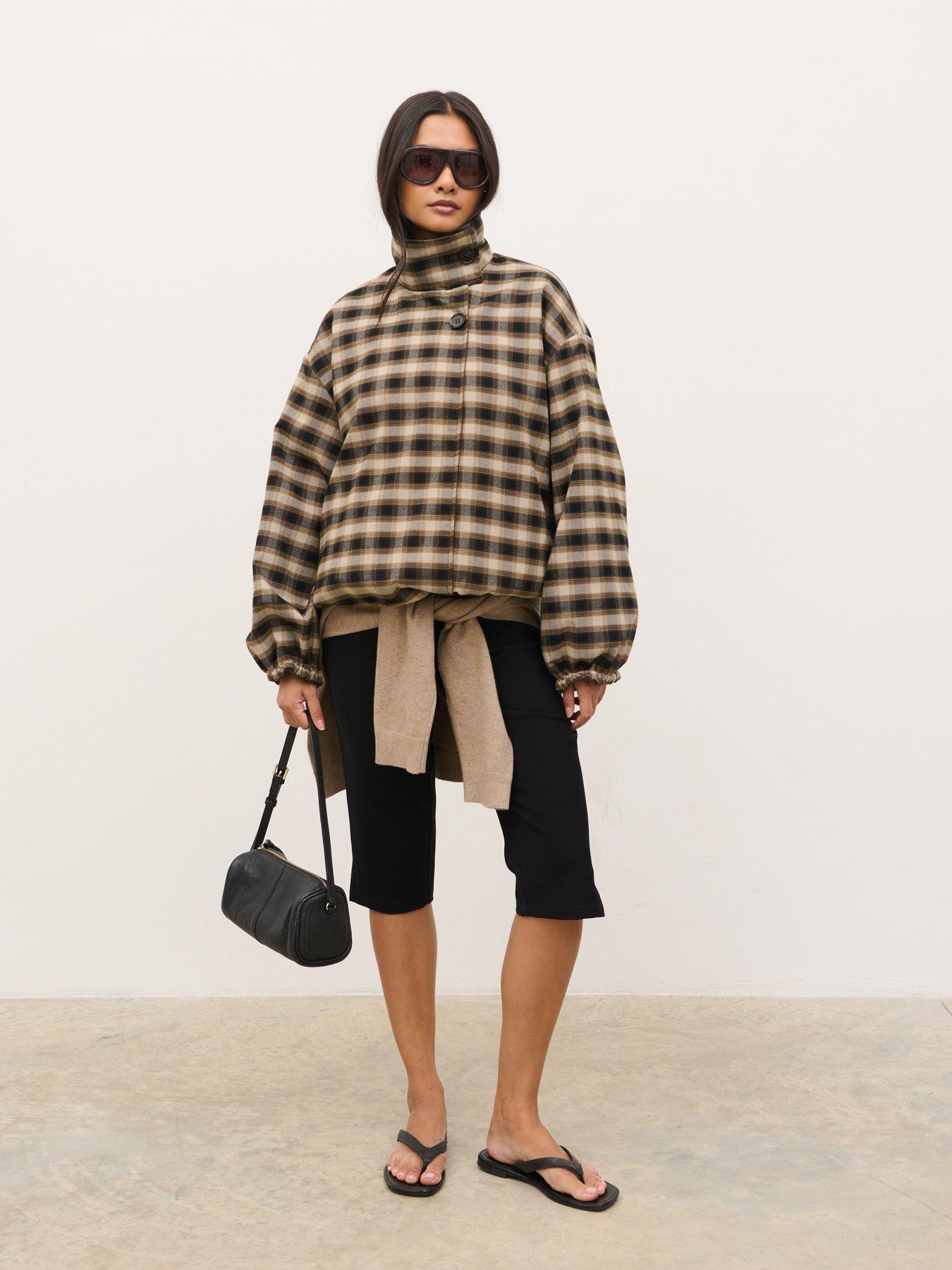 Image 3 of 4 of Pretty Lavish Katie Funnel Neck Short Trench - Camel