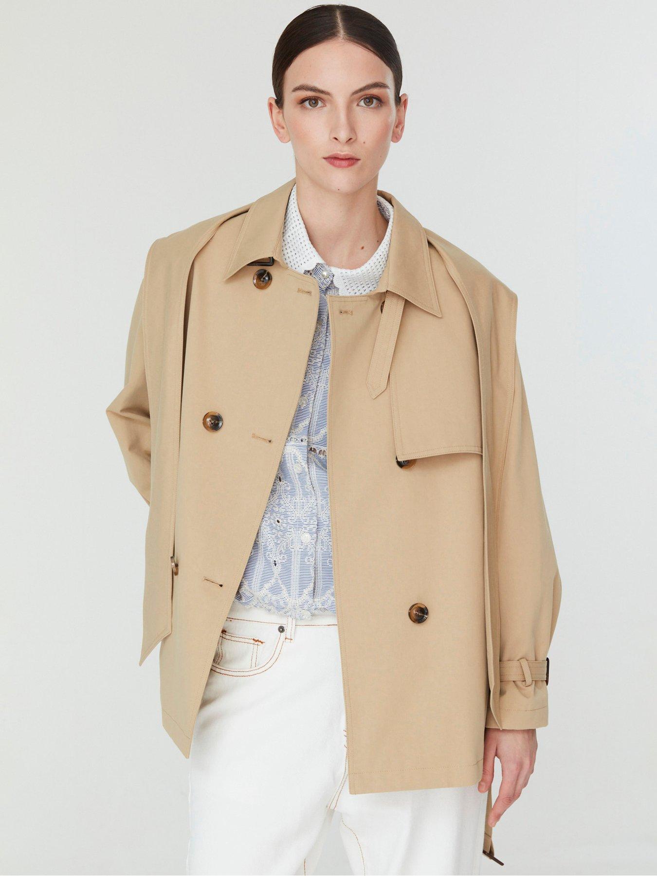 Image 1 of 6 of Jovonna London Selo 2 Women's Double Breasted Short Trench Coat - Beige