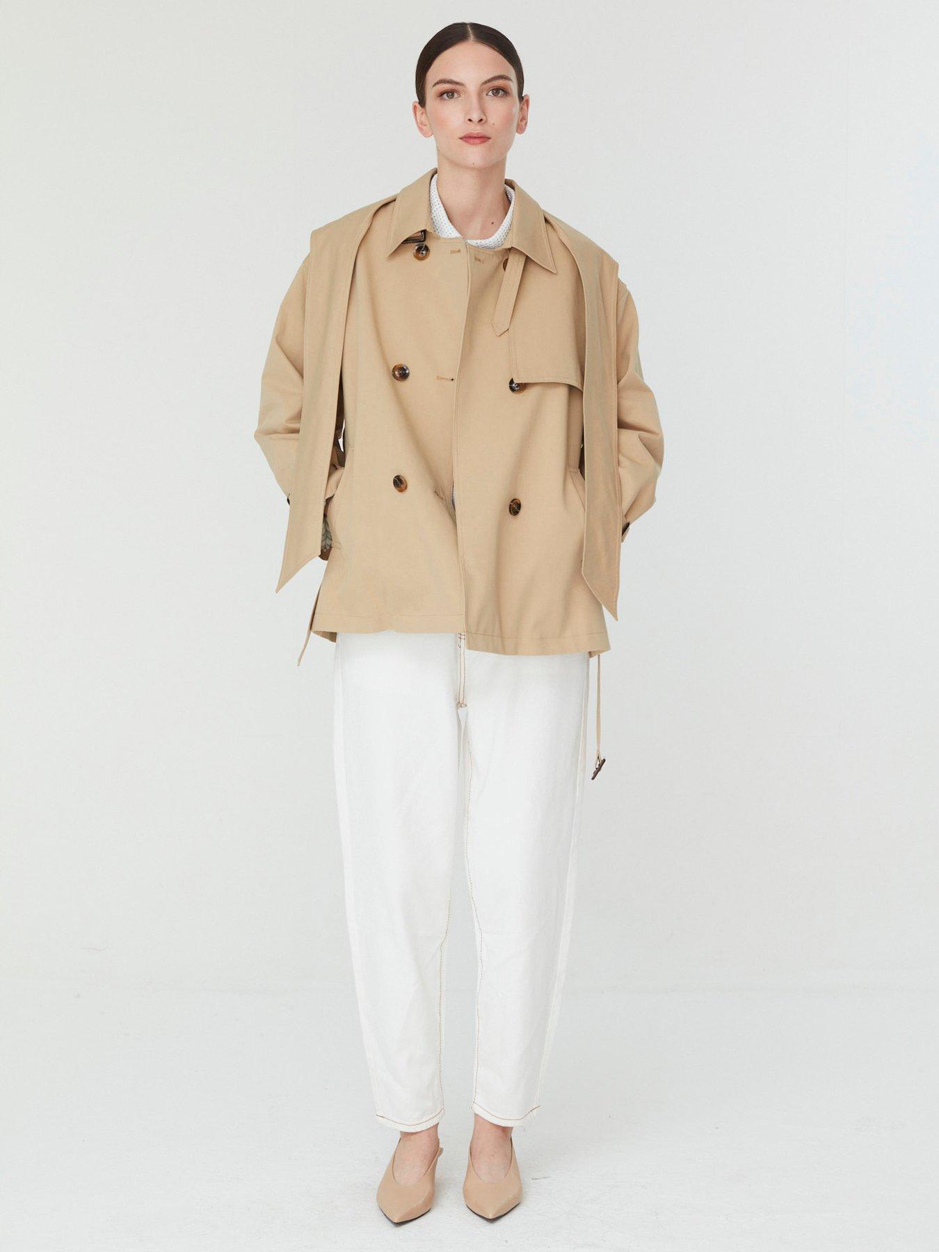 Image 3 of 6 of Jovonna London Selo 2 Women's Double Breasted Short Trench Coat - Beige