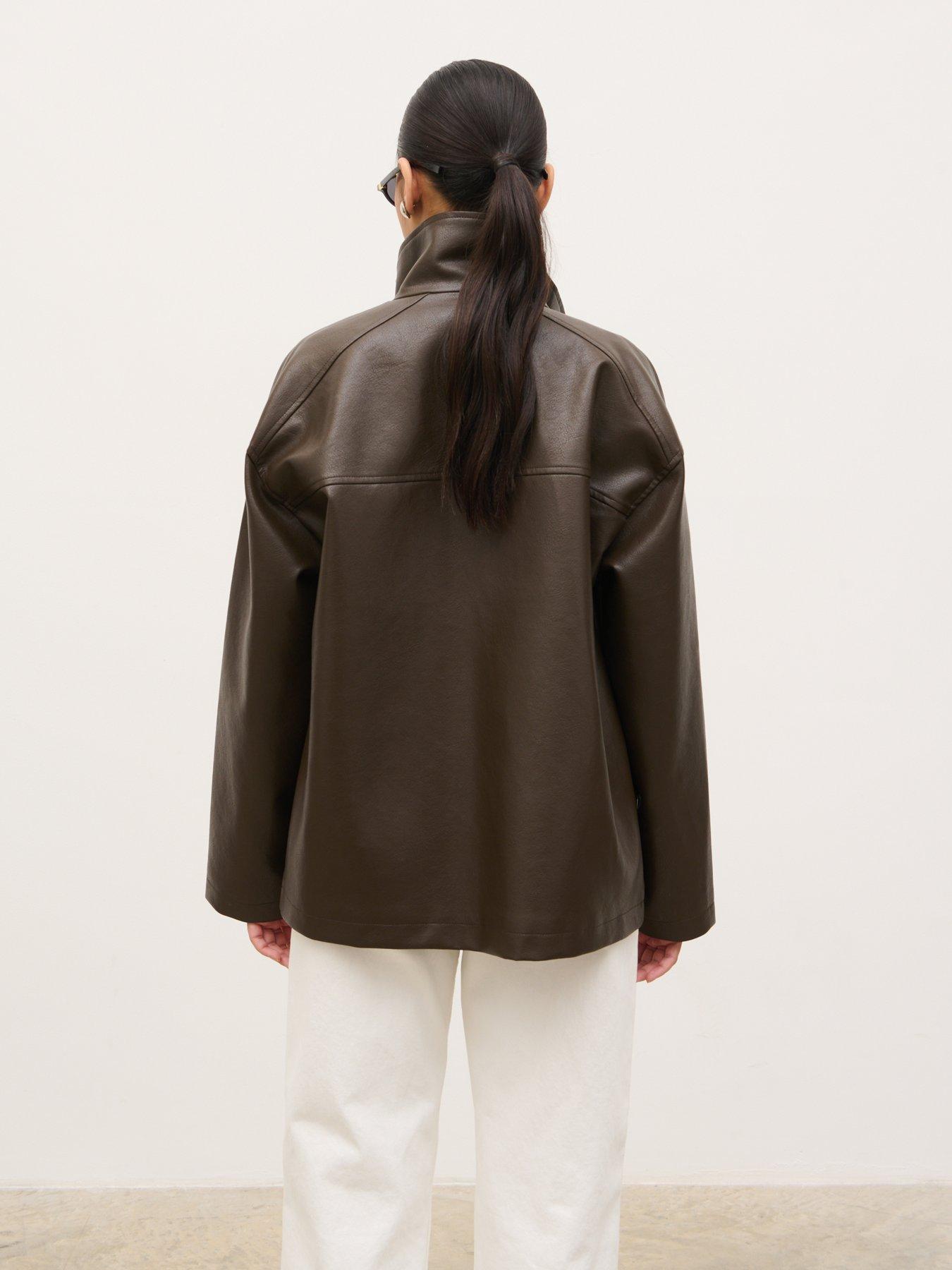 Image 2 of 5 of Pretty Lavish Lyla Faux Leather Bomber - Chocolate