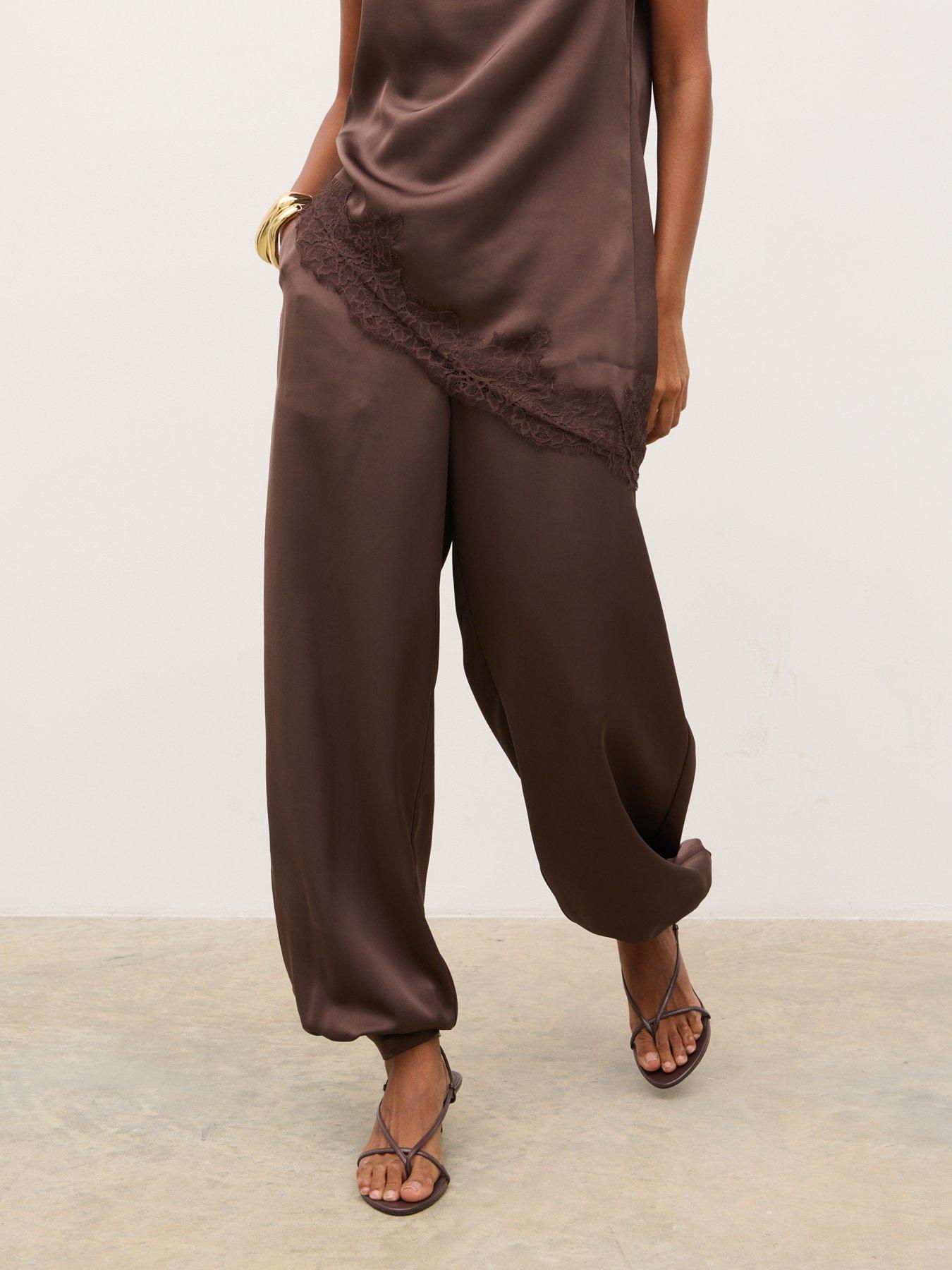 Pretty Lavish Breya Balloon Trousers - Brown
