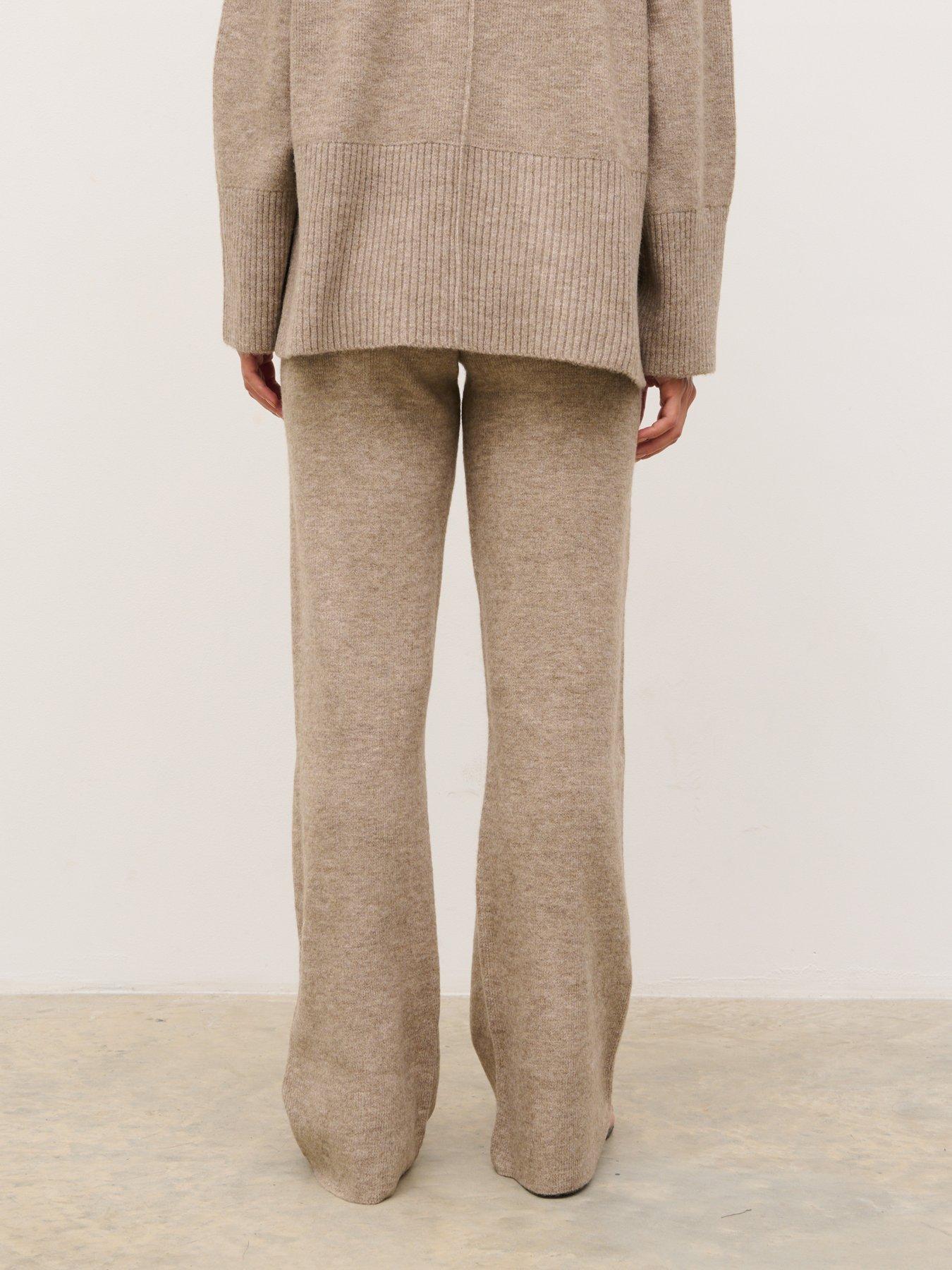 Image 2 of 4 of Pretty Lavish Kimberley Wide Leg Knit Trousers - Beige